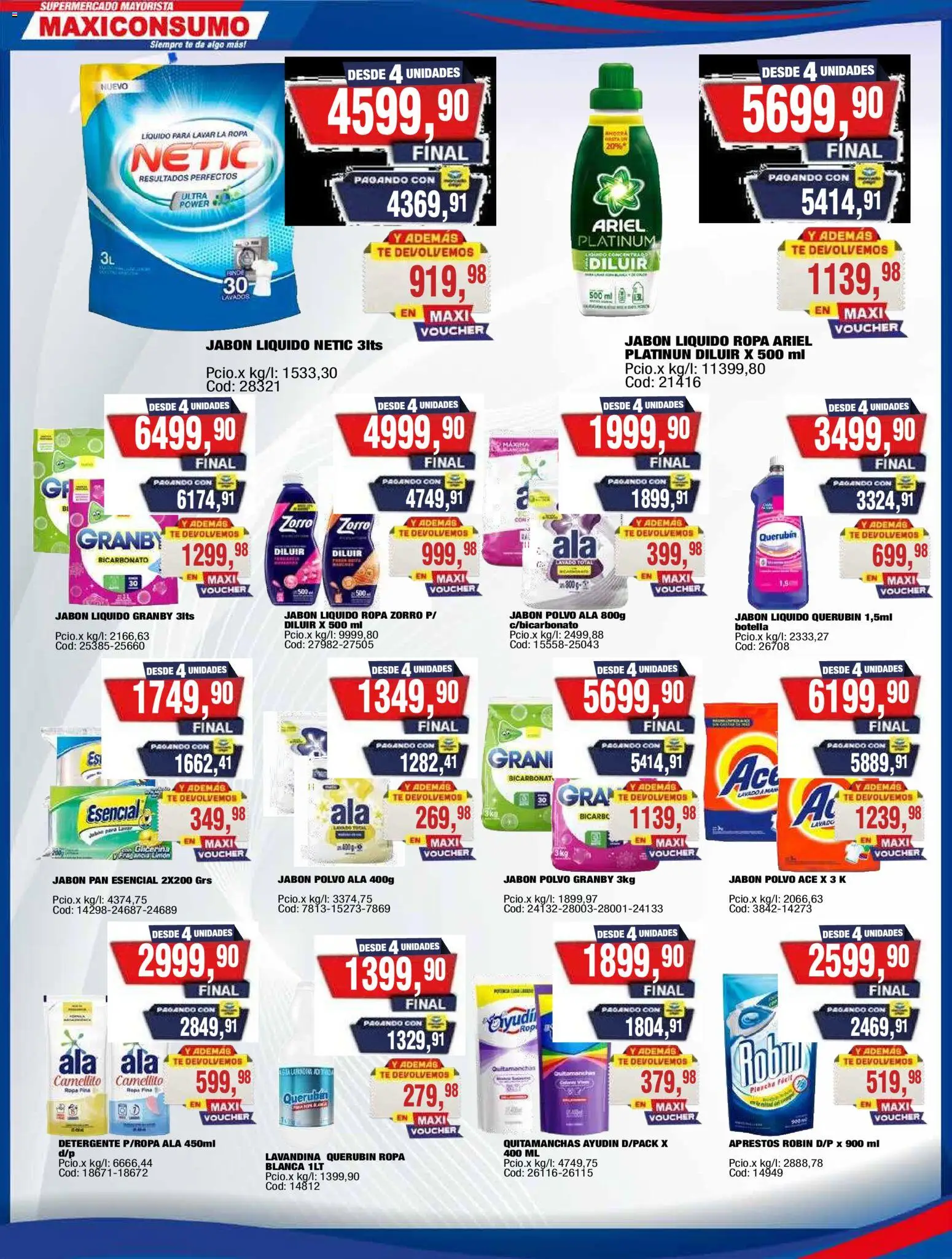 Maxiconsumo ofertas │ válido desde el 01.06.2026 | Página: 21 | Productos: Lavandina, Botella, Detergente, Ropa