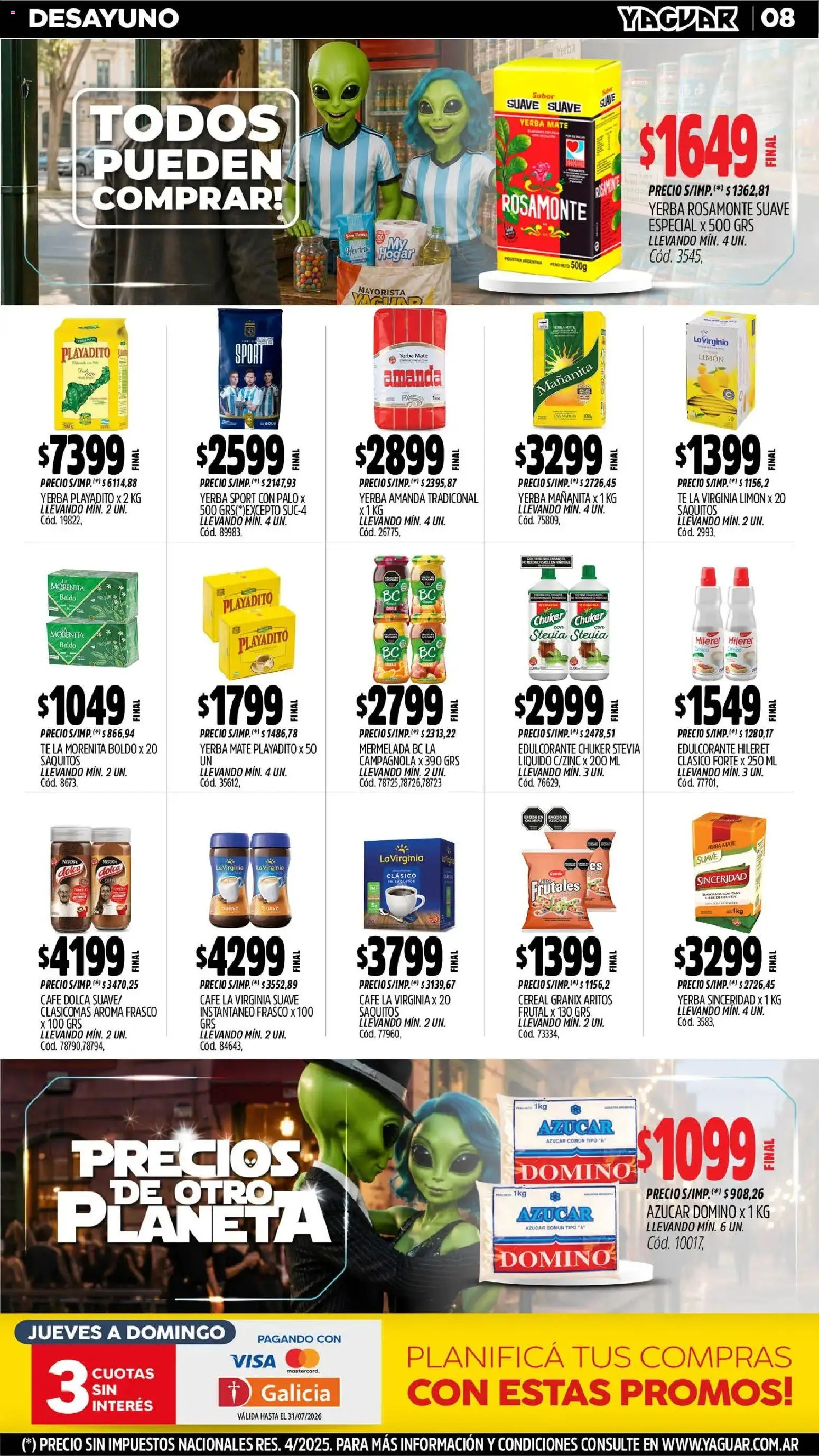 Yaguar - Oferta Semanal Santa Fé │ válido desde el 29/06/2026 | Página: 9 | Productos: Harina, Azucar, Edulcorante, Mermelada