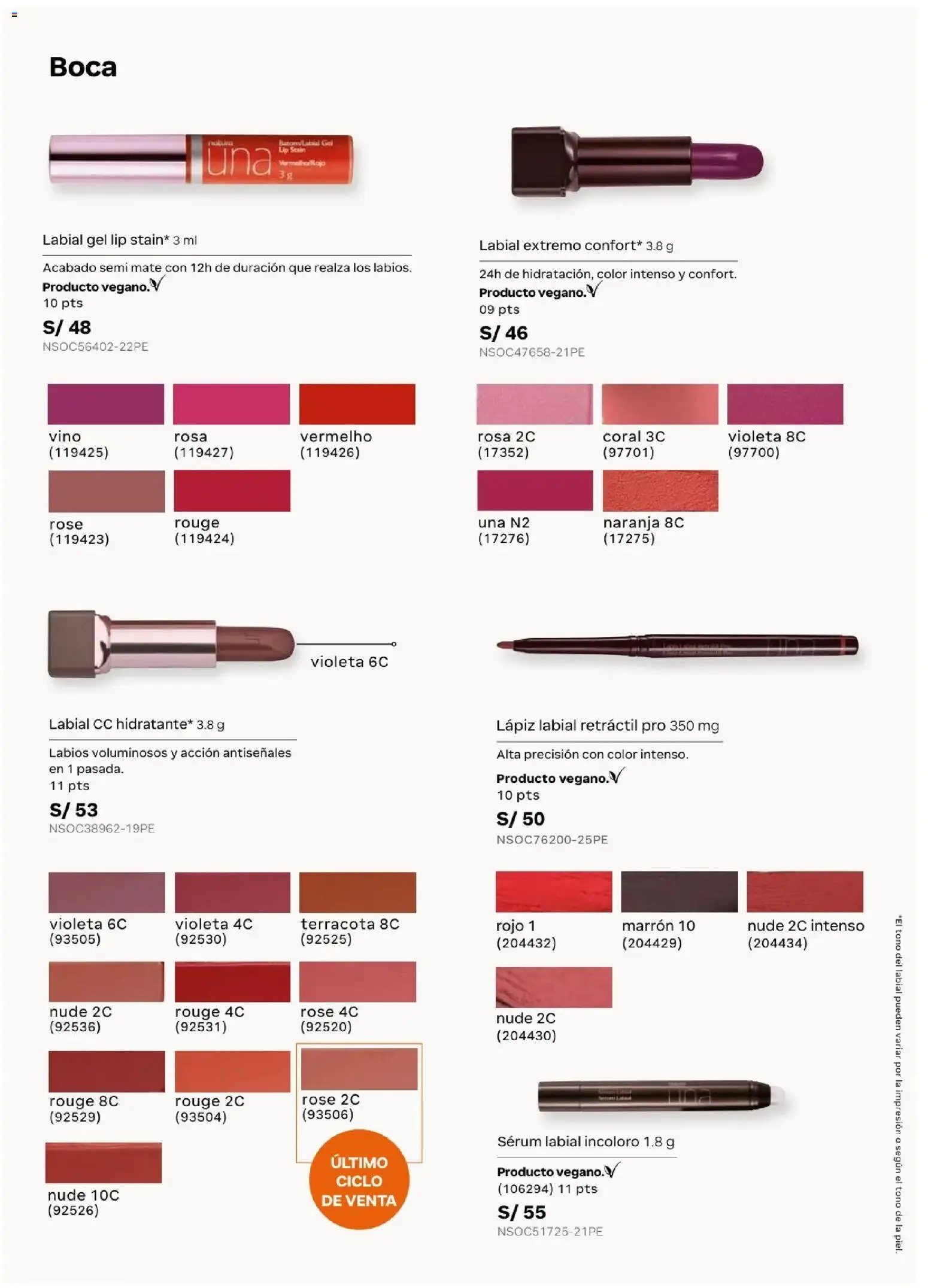 Catálogo Natura válido desde 24.05.2026 | Página: 70 | Productos: Lápiz labial, Vino