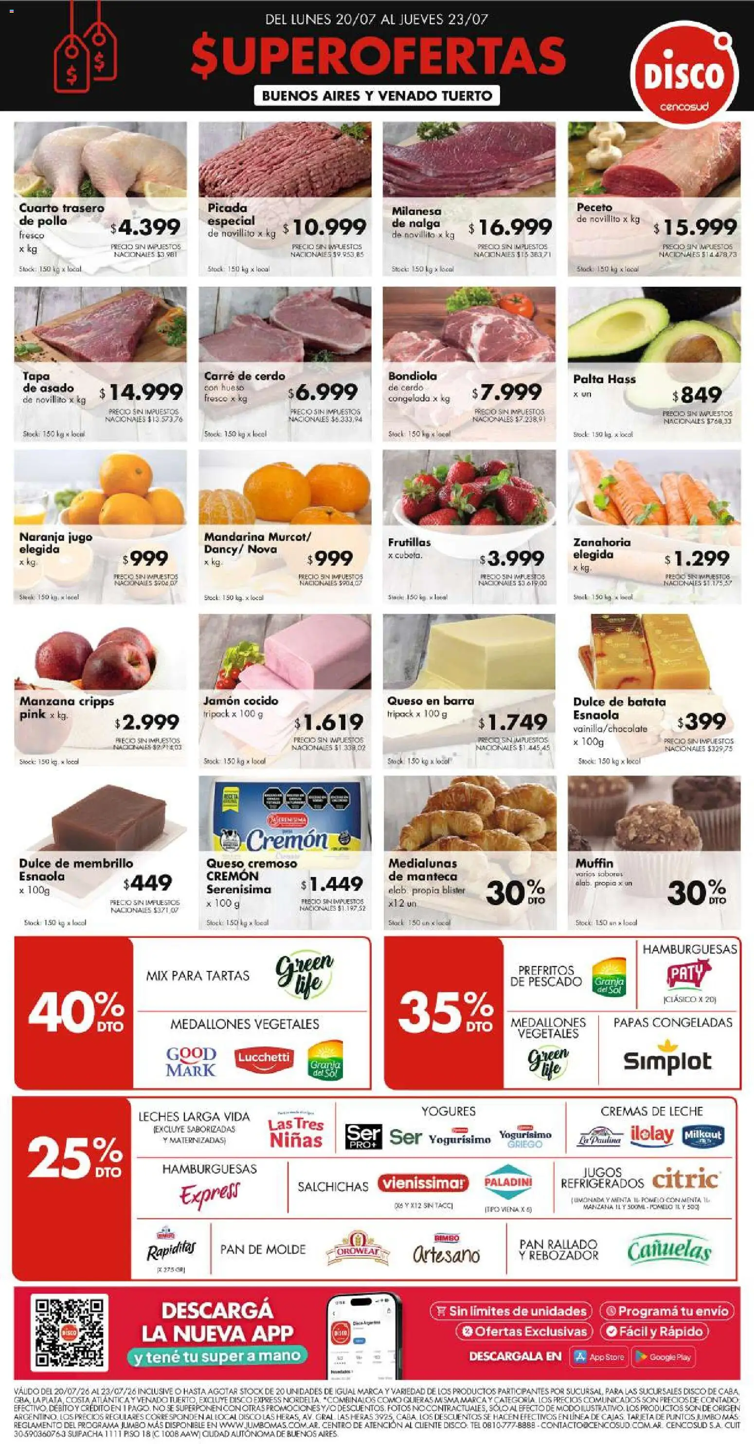 Disco ofertas │ válido desde el 19/07/2026 | Página: 1 | Productos: Pescado, Manzana, Manteca, Queso