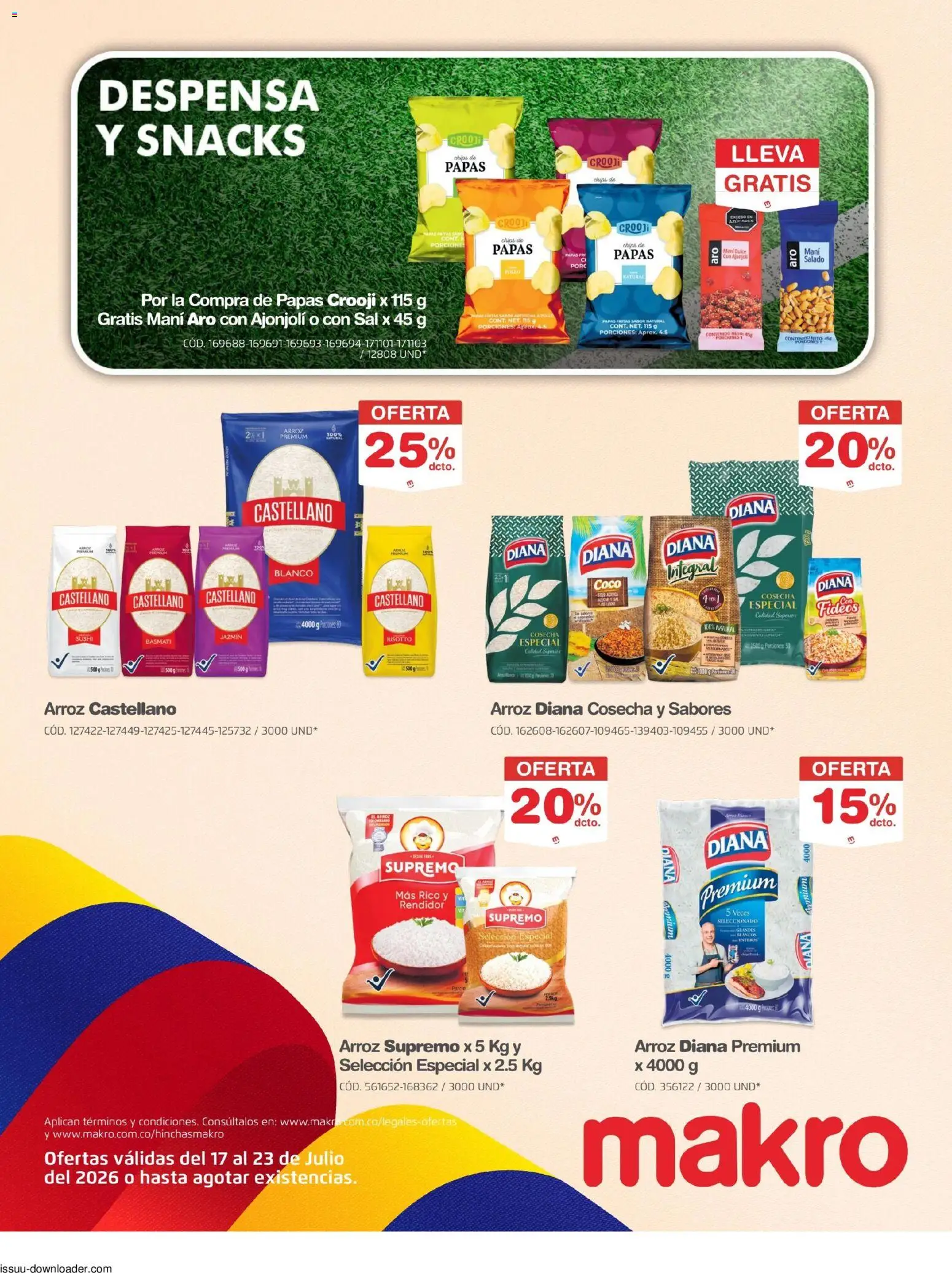 Makro revista - valida desde el 17/07/2026 | Página: 3 | Productos: Arroz, Papas fritas, Pollo, Plátano