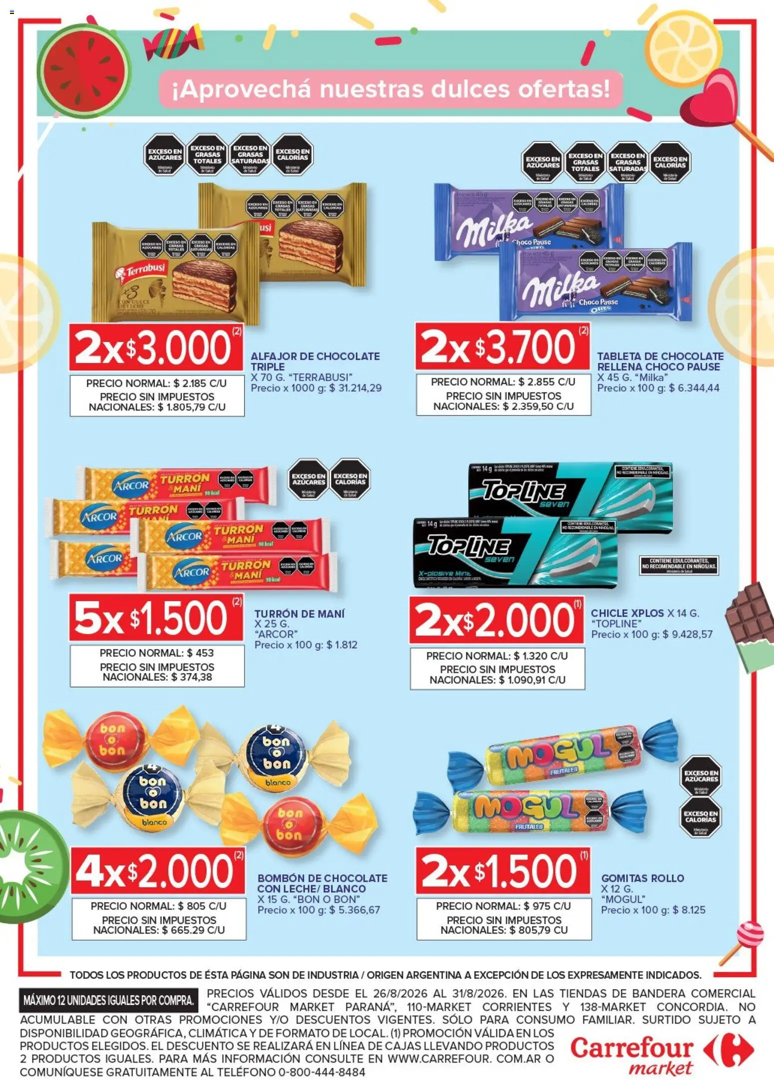 Carrefour Market - Market Paraná Concordia │ válido desde el 26/08/2026 | Página: 5 | Productos: Tableta, Tableta de chocolate, Dulces, Chicle