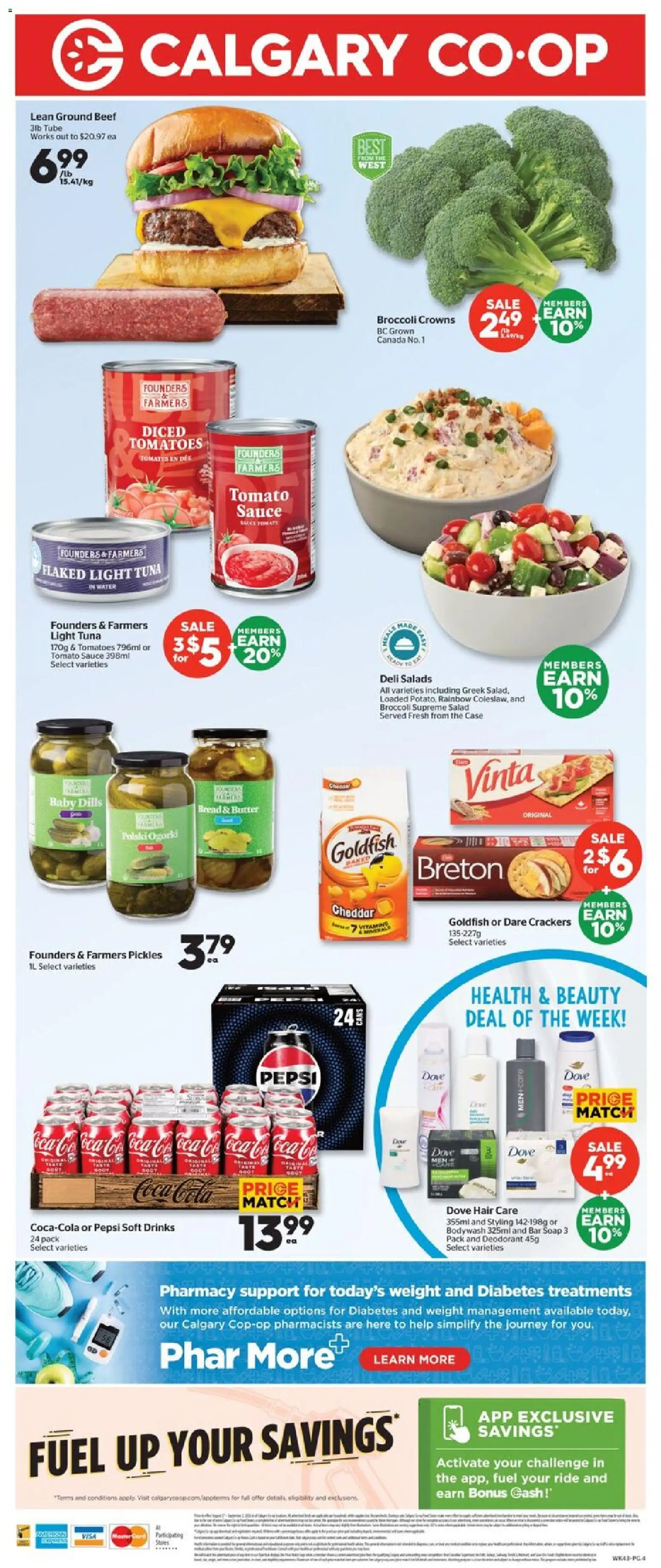 Calgary Co-op flyer valid from Aug 27, 2026 | Page: 4 | Products: Pepsi, Tuna, Drinks, Pickles