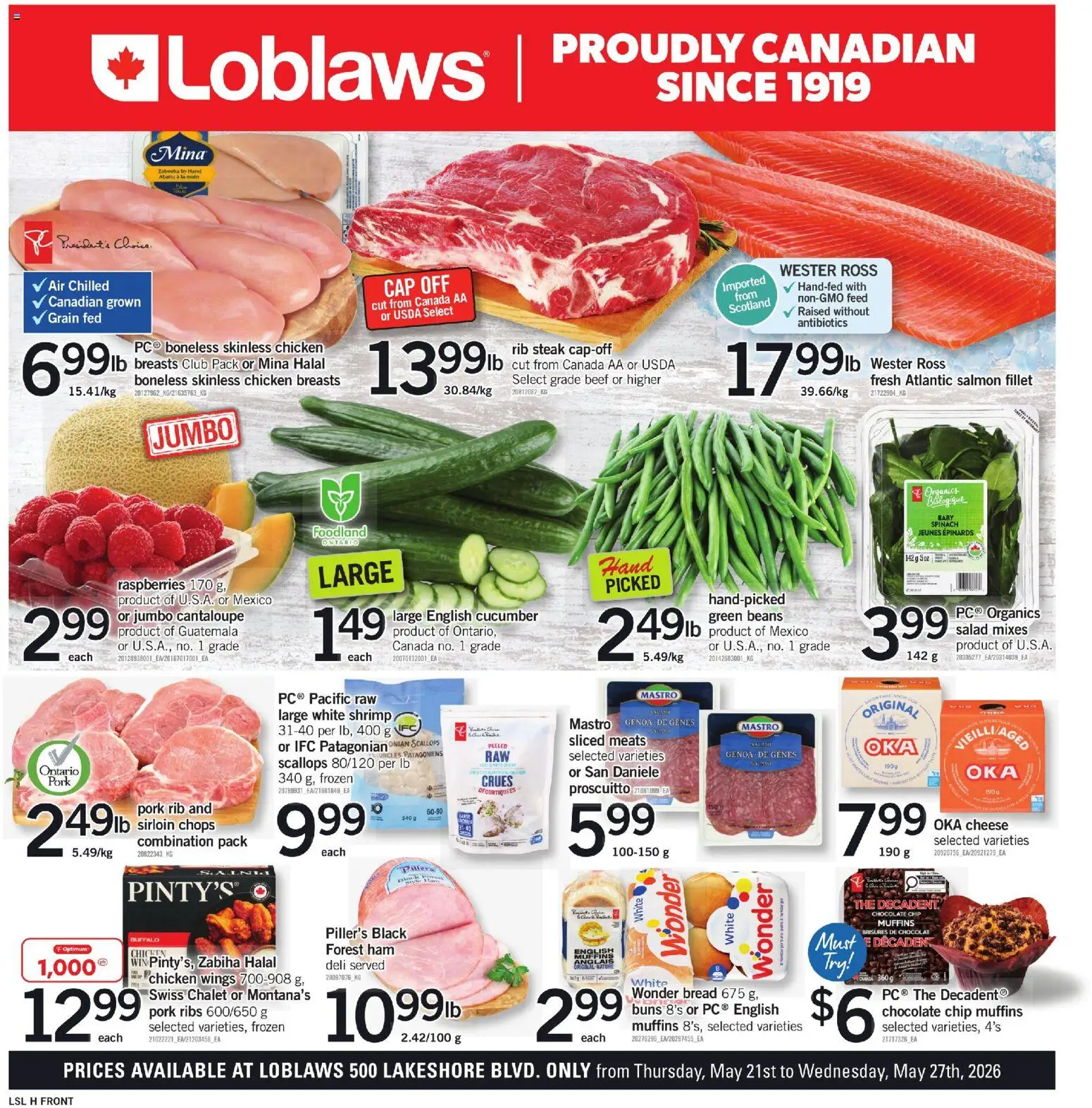 Loblaws flyer valid from 21.05.2026 | Page: 1 | Products: Cap, Salad, Cheese, Chocolate