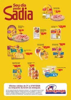 Savegnago ofertas BRF - Pré-Visualização do folheto da loja Savegnago, válido de 21/07/2026 | Página: 2 | Produtos: Linguiça, Pizza, Sanduíche, Margarina