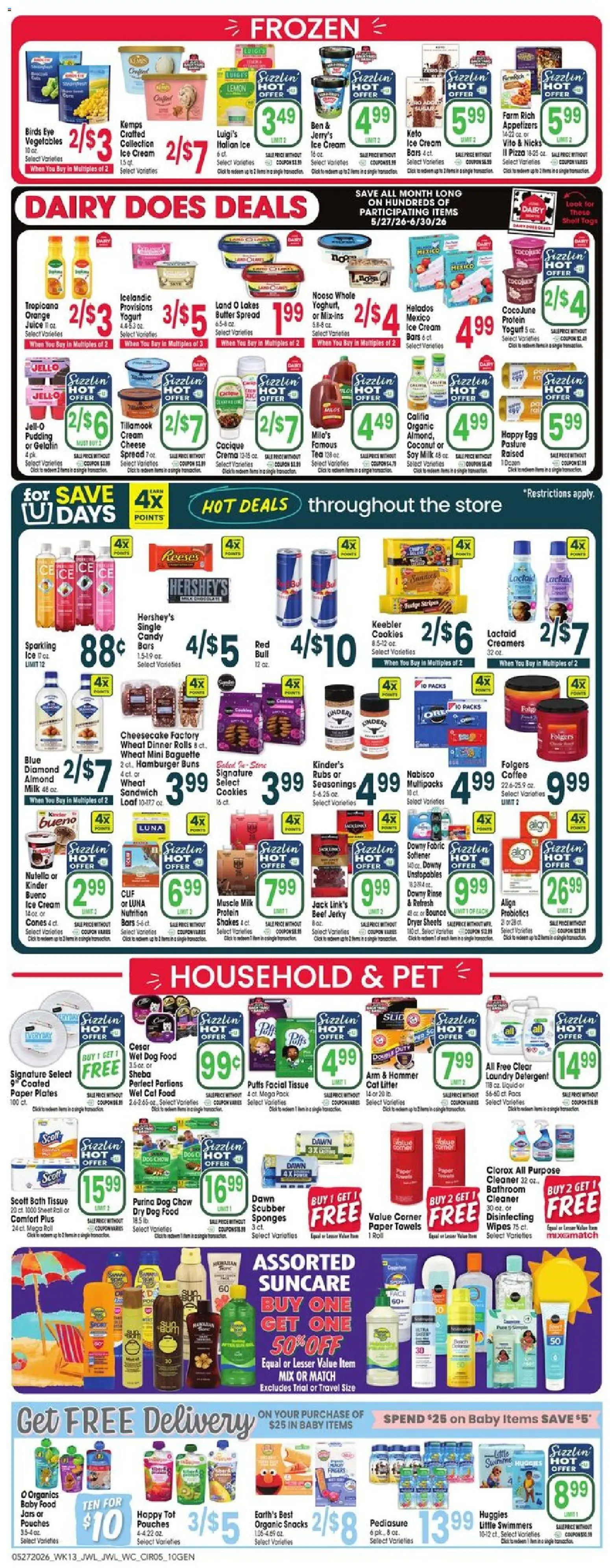 Jewel Osco Weekly Ad - IA - valid from 27.05.2026 | Page: 5 | Products: Beef, Detergent, Cream, Baby food