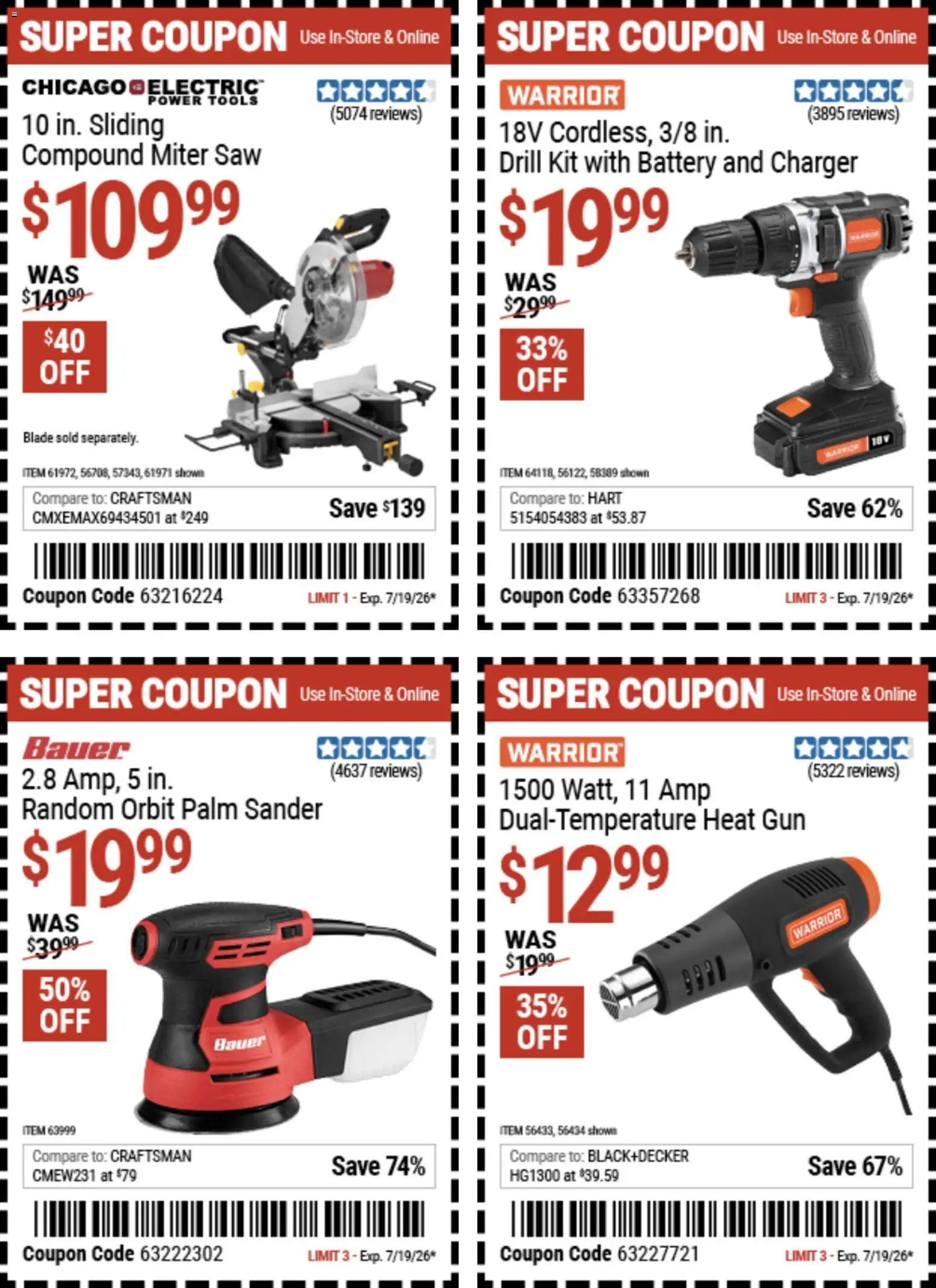 Harbor Freight Weekly Ad - valid from 07/06/2026 | Page: 14 | Products: Saw, Battery, Charger, Gun