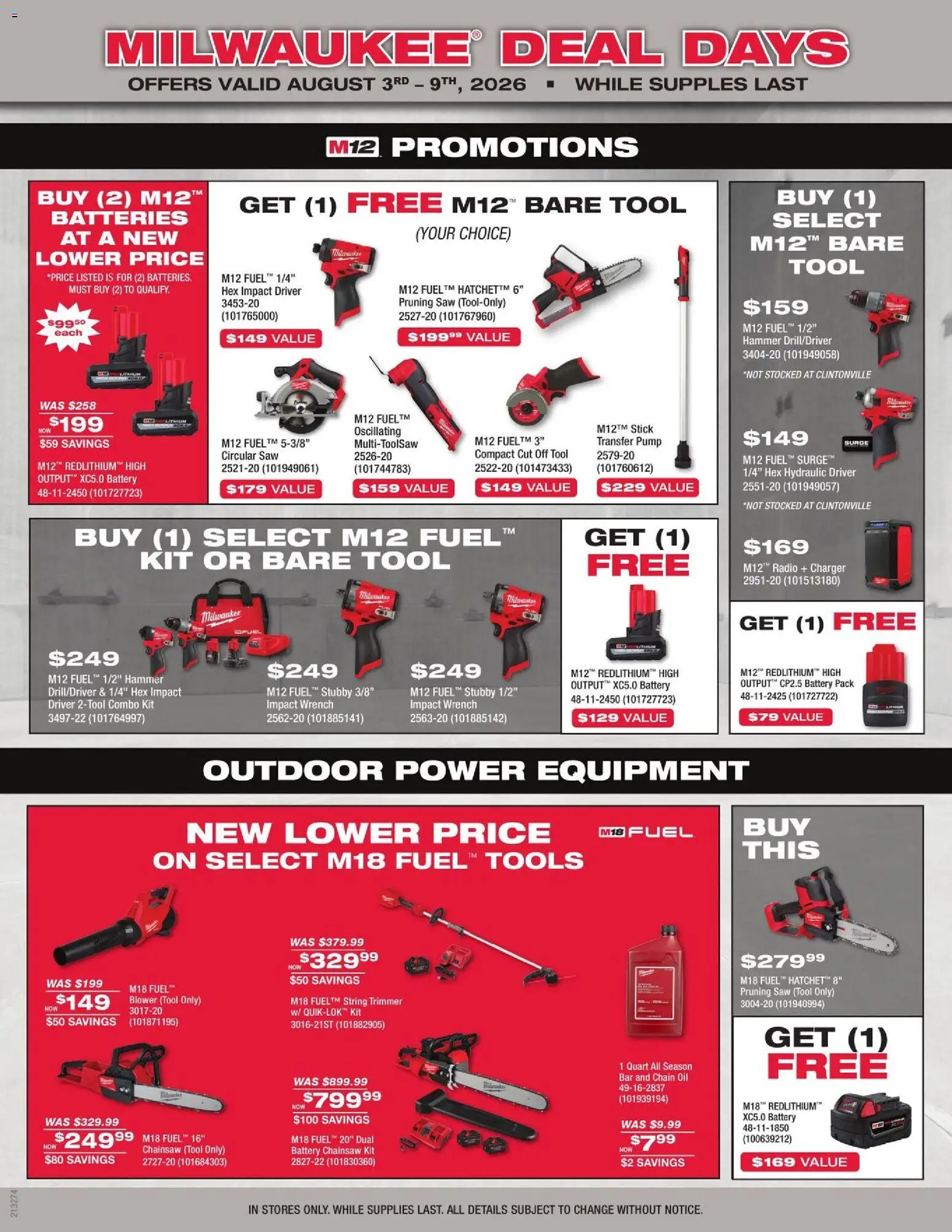 Mills Fleet Farm Milwaukee Deal Days - valid from 08/03/2026 | Page: 3 | Products: Saw, Wrench, Pump, Chainsaw