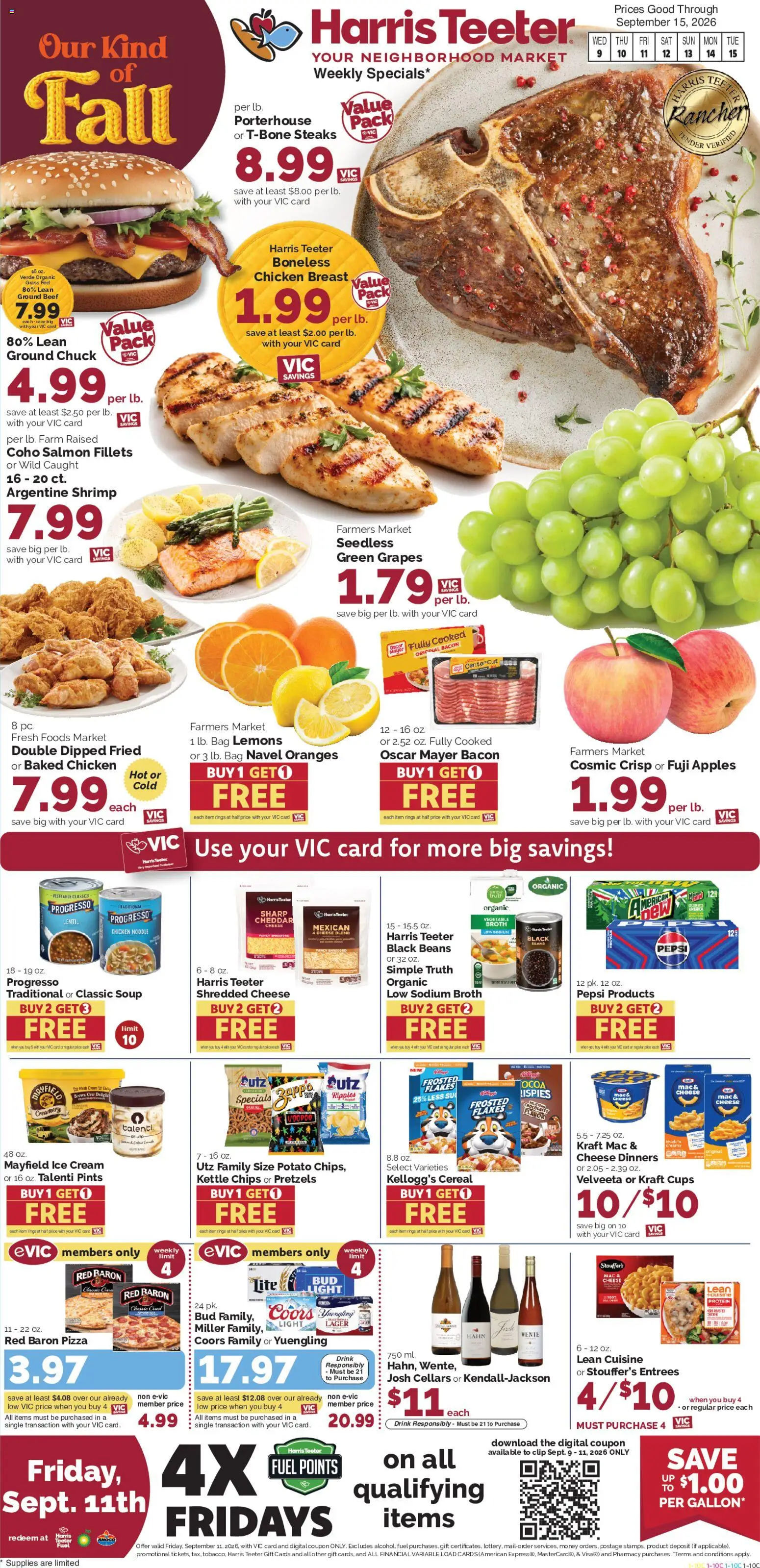 Harris Teeter Weekly Ad - valid from 09/09/2026 | Page: 1 | Products: Lemons, Ice cream, Salmon, Pepsi