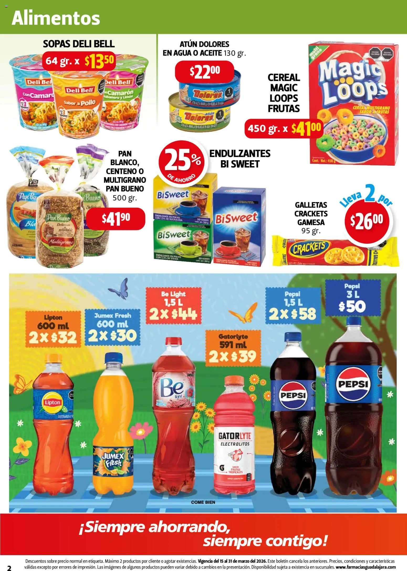 Nuevas ofertas de Farmacia Guadalajara válidas en toda la República Mexicana desde el 15.03.2026. ¡Encuentra las mejores ofertas en Farmacia Guadalajara catálogo! | Página: 2 | Productos: Agua, Aceite, Galletas, Polvo