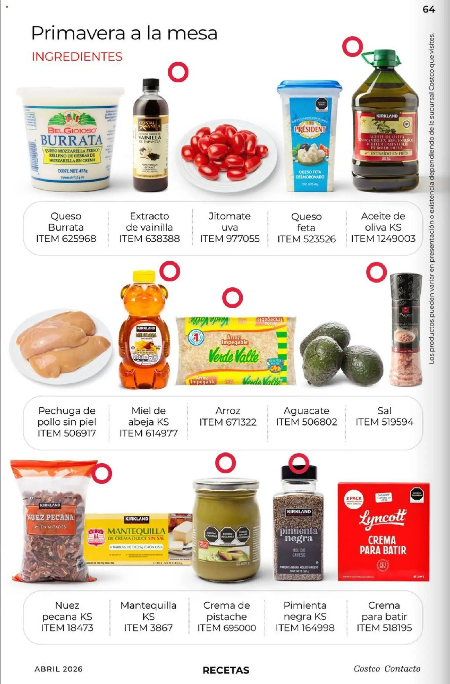 Nuevas ofertas de Costco válidas en toda la República Mexicana desde el 01.04.2026. ¡Encuentra las mejores ofertas en Costco Revista Abril 2026! | Página: 64 | Productos: Sal, Crema, Pimienta, Aceite de oliva