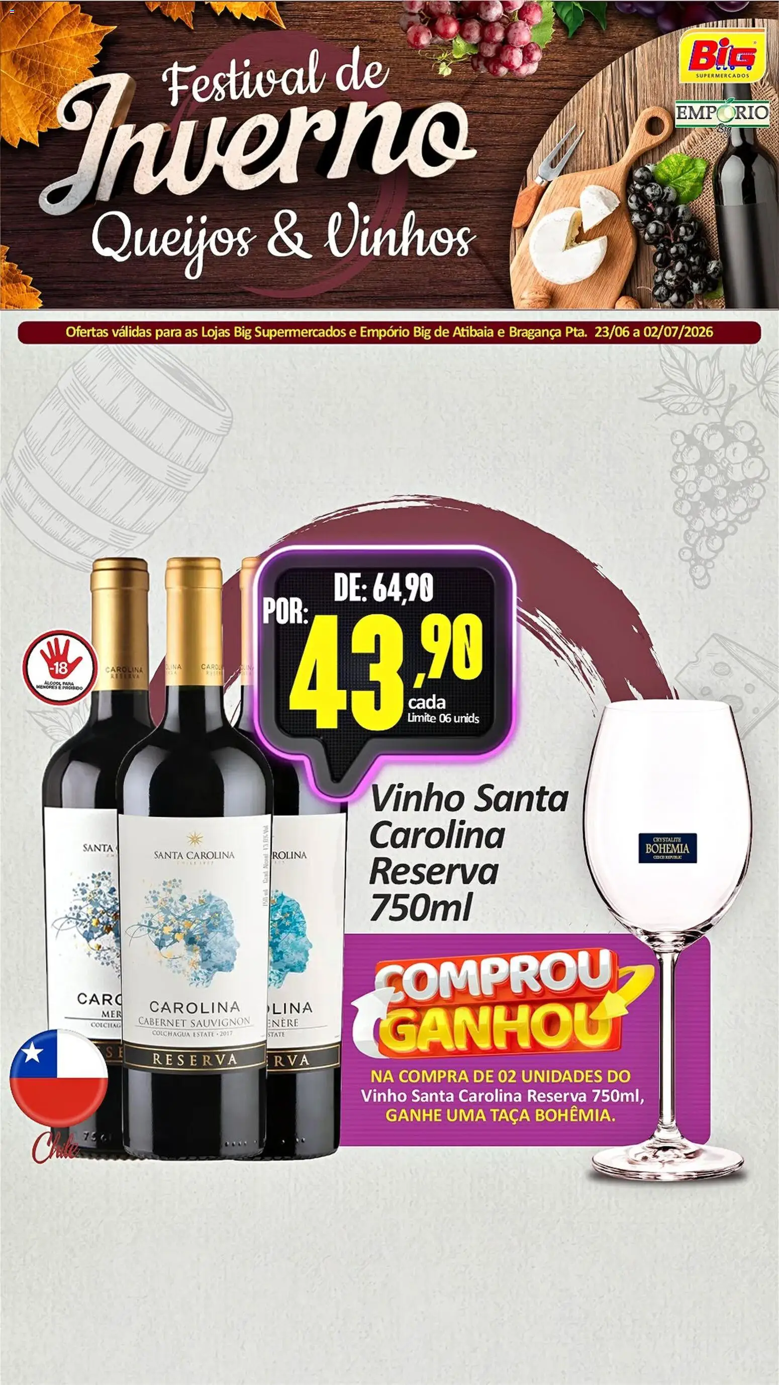 Big Supermercados Folheto - válido de 23/06/2026 | Página: 4 | Produtos: Vinho santa carolina, Vinho