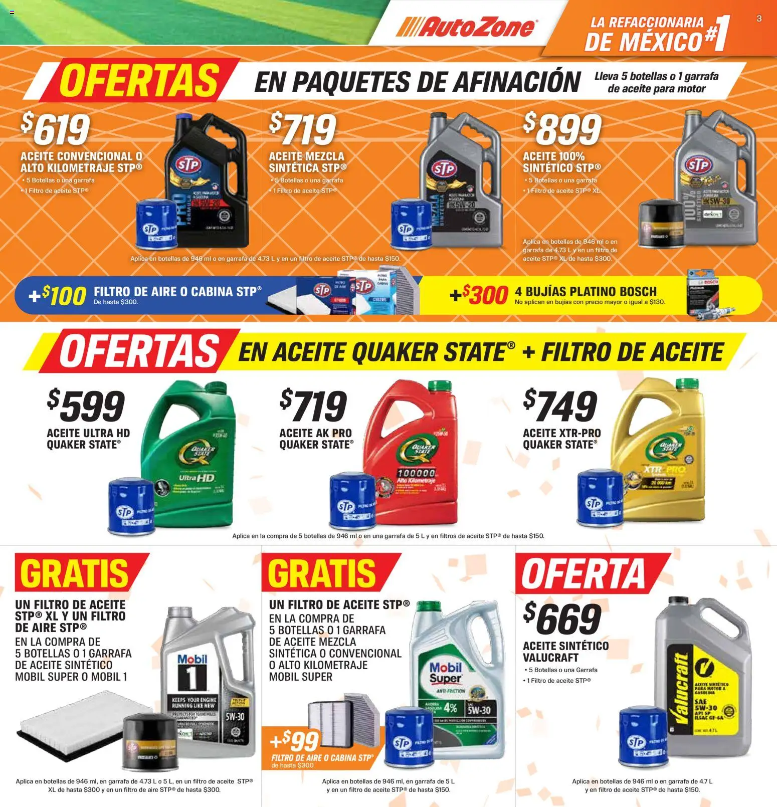 Nuevas ofertas de AutoZone válidas en toda la República Mexicana desde el 15.05.2026. ¡Encuentra las mejores ofertas en AutoZone catálogo! | Página: 3 | Productos: Aceite