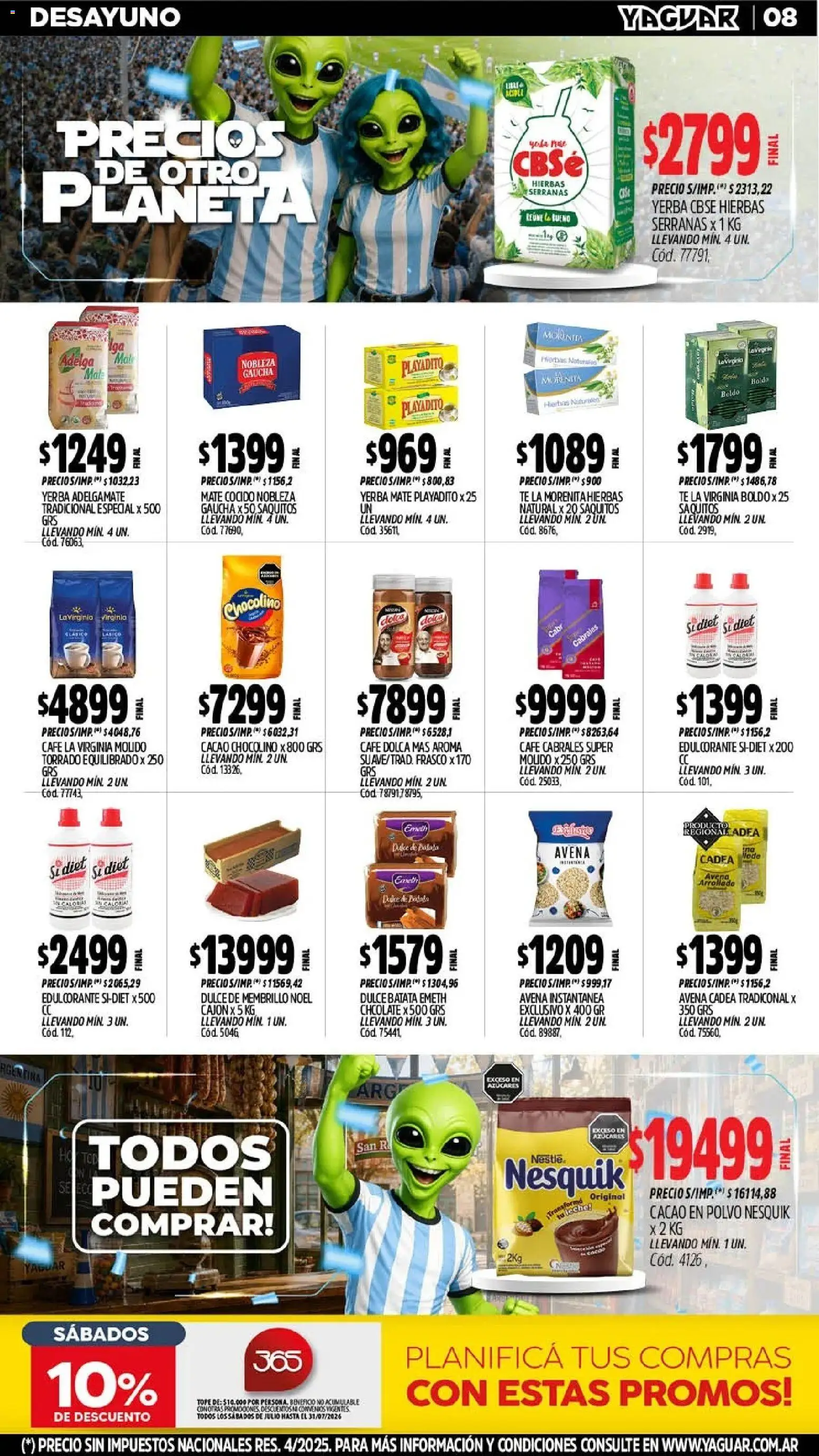 Yaguar - Oferta Semanal Mendoza │ válido desde el 13/07/2026 | Página: 9 | Productos: Batata, Edulcorante, Frasco, Mate cocido