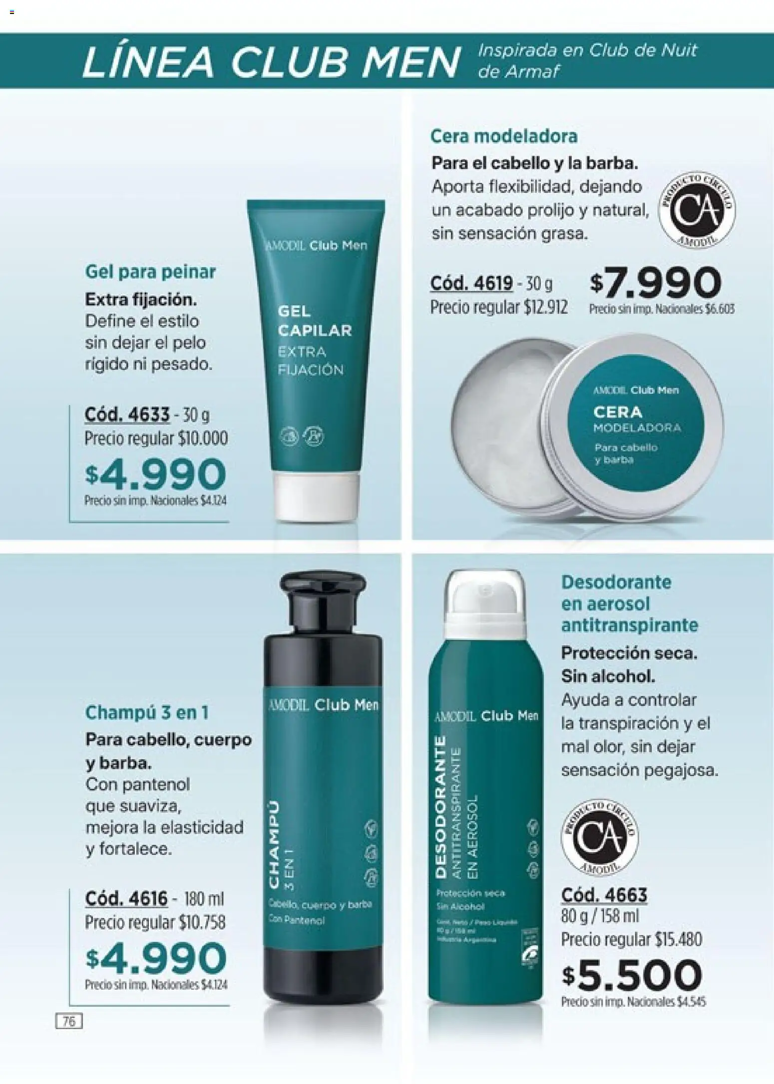 Catálogo Amodil Campaña 16 │ válido desde el 19/09/2026 | Página: 76 | Productos: Champú, Desodorante, Cera, Alcohol