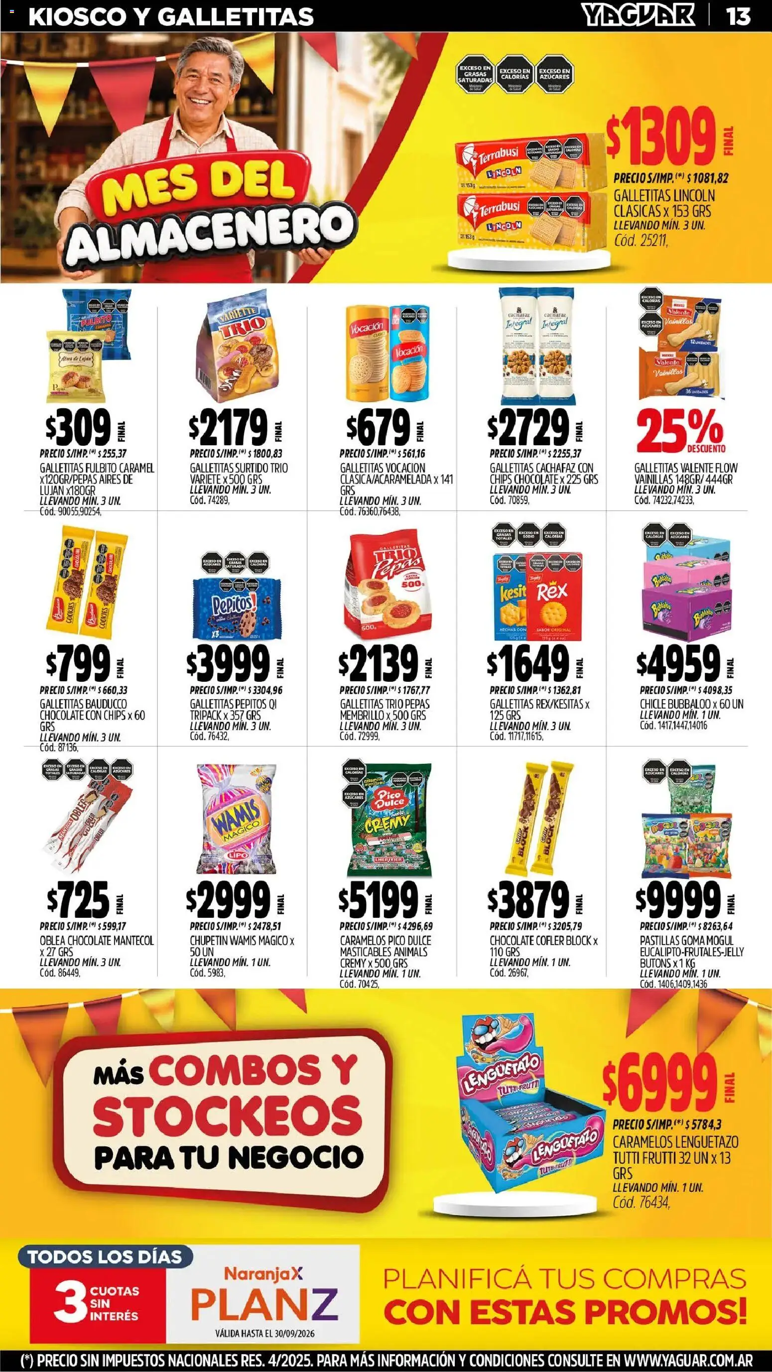Yaguar - Oferta Semanal Jujuy │ válido desde el 31/08/2026 | Página: 12 | Productos: Galletitas, Dulce, Chocolate, Chicle