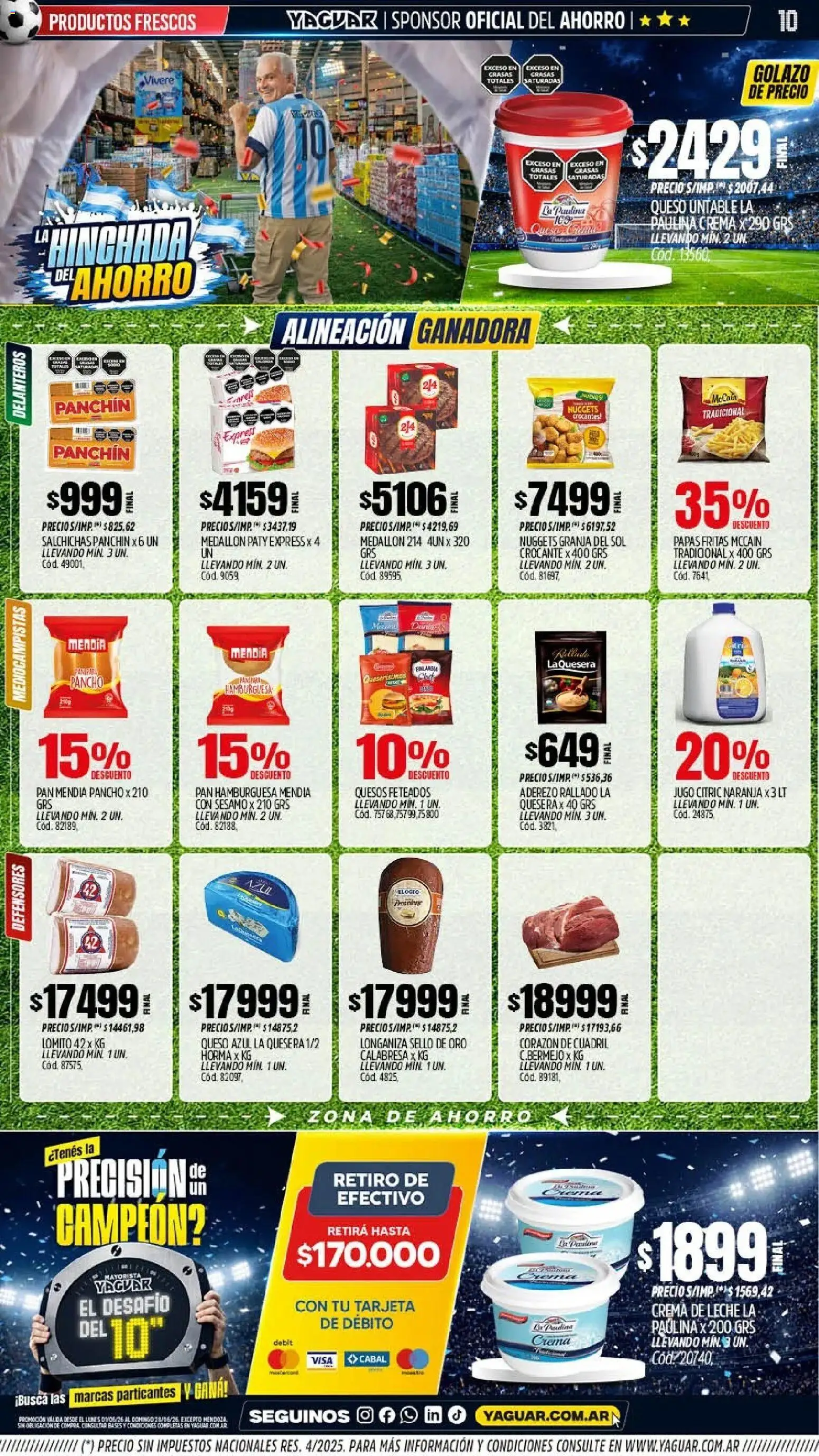 Yaguar - Oferta Semanal Parque Chacabuco │ válido desde el 01.06.2026 | Página: 10 | Productos: Crema de leche, Jugo, Papas fritas, Crema