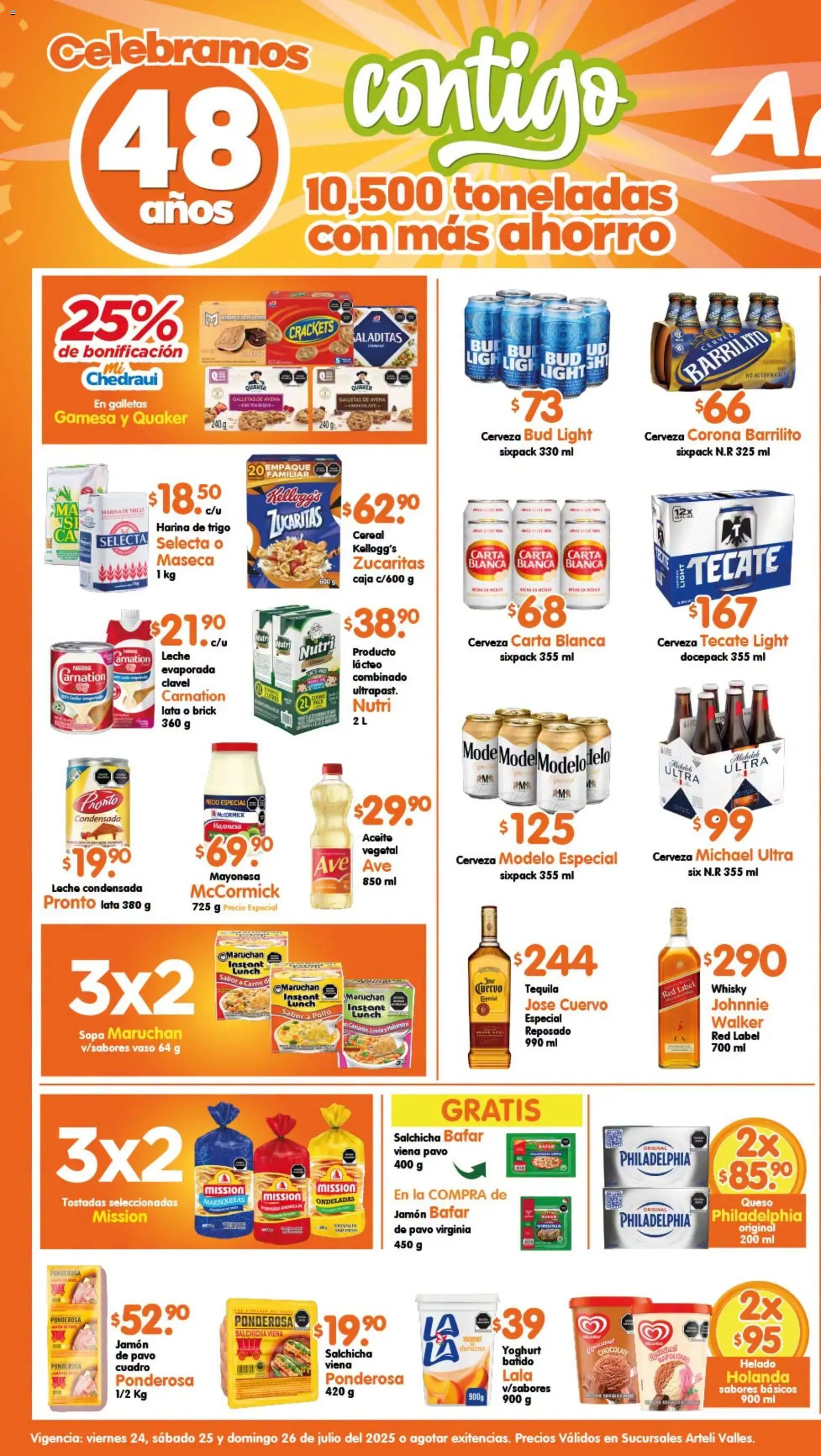 Nuevas ofertas de Arteli válidas en toda la República Mexicana desde el 24/07/2026. ¡Encuentra las mejores ofertas en Arteli folleto Tuxpan! | Página: 1 | Productos: Chocolate, Jamón, Cerveza, Helado