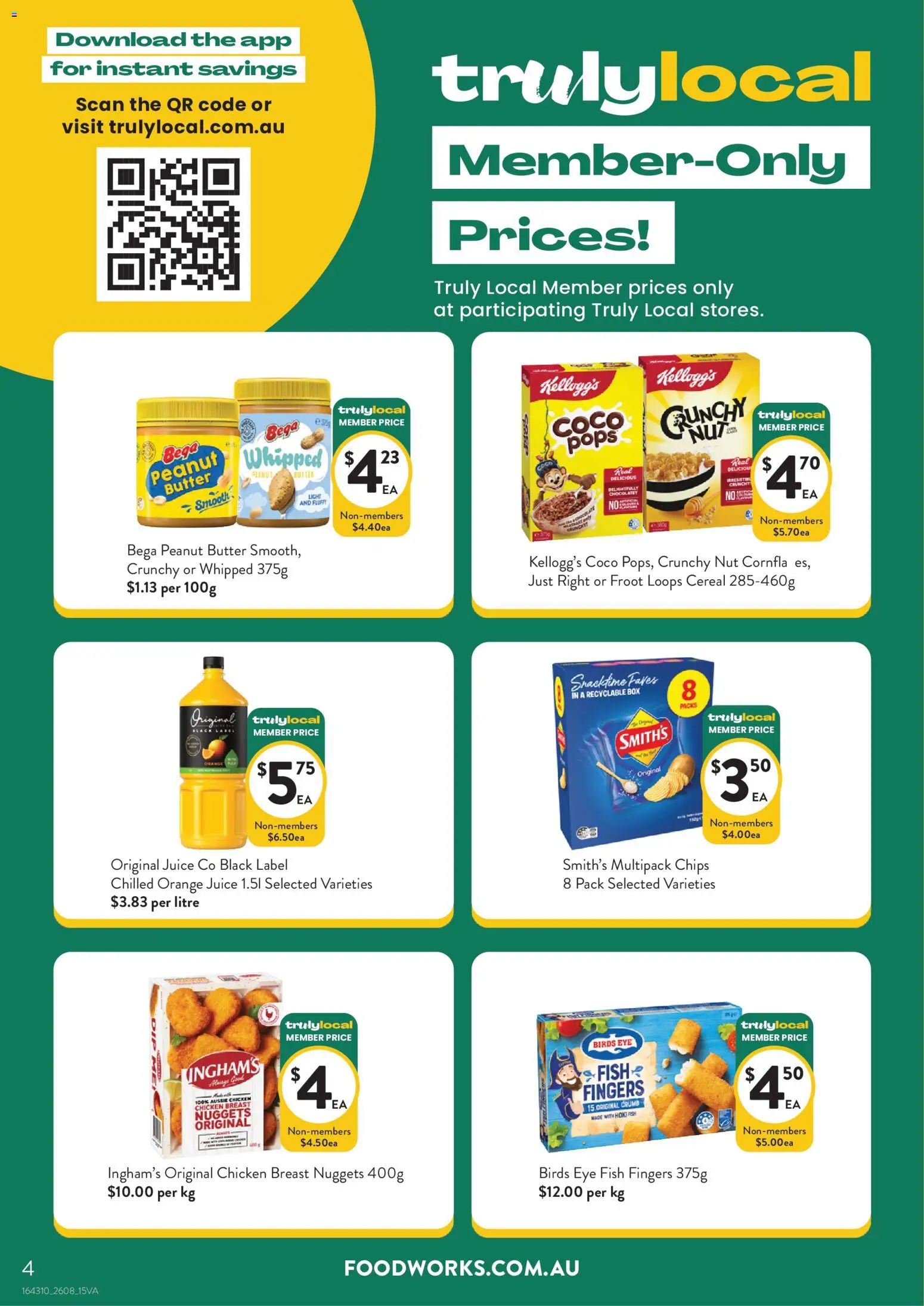 Foodworks catalogue - valid from 26/08/2026 | Page: 4 | Products: Orange juice, Box, Cereal, Fish fingers