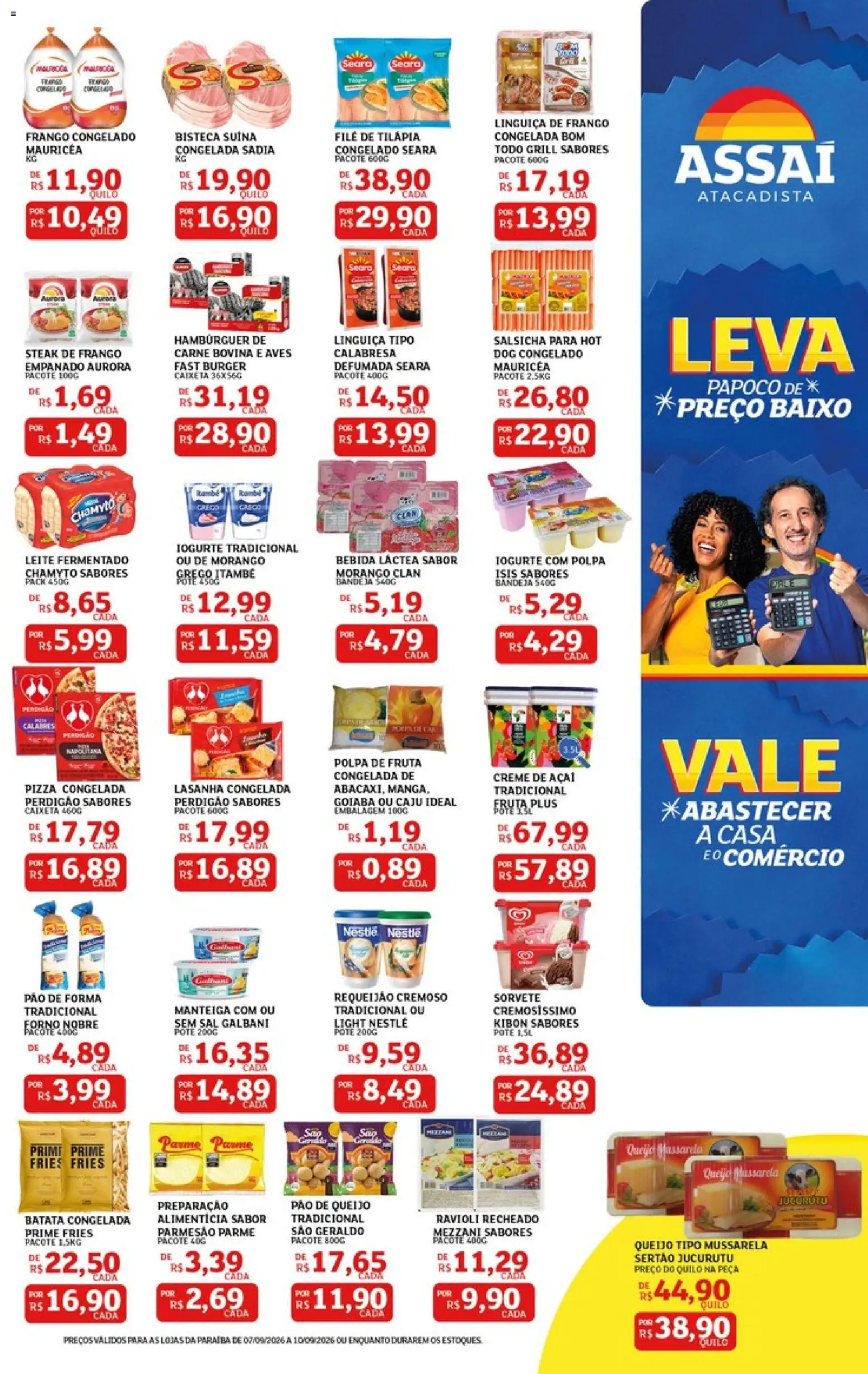 Assaí Atacadista Folheto - válido de 07/09/2026 | Página: 3 | Produtos: Leite, Queijo, Bandeja, Batata
