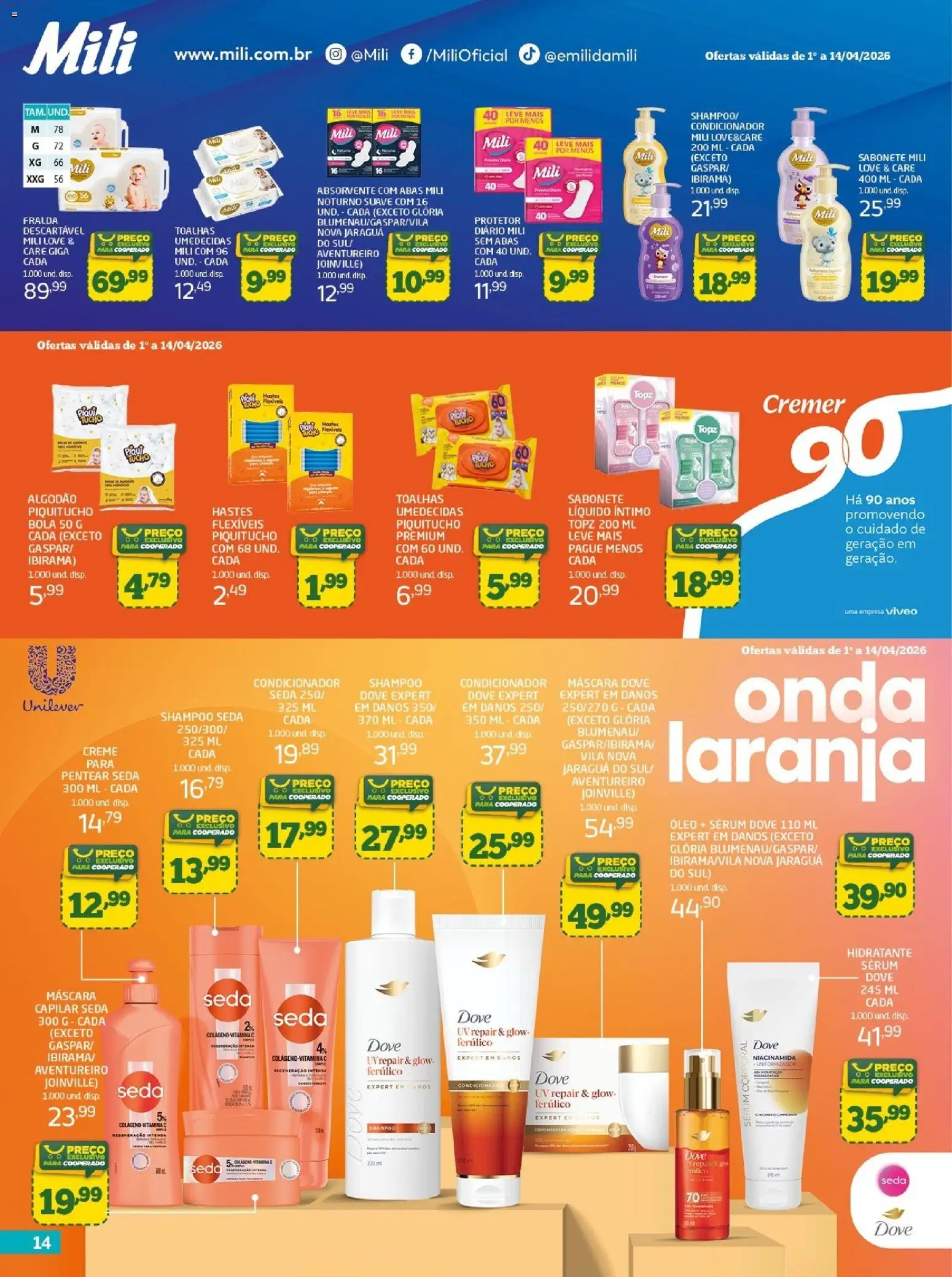 Cooper Folheto - válido de 14.04.2026 | Página: 14 | Produtos: Shampoo, Condicionador, Sérum, Dove