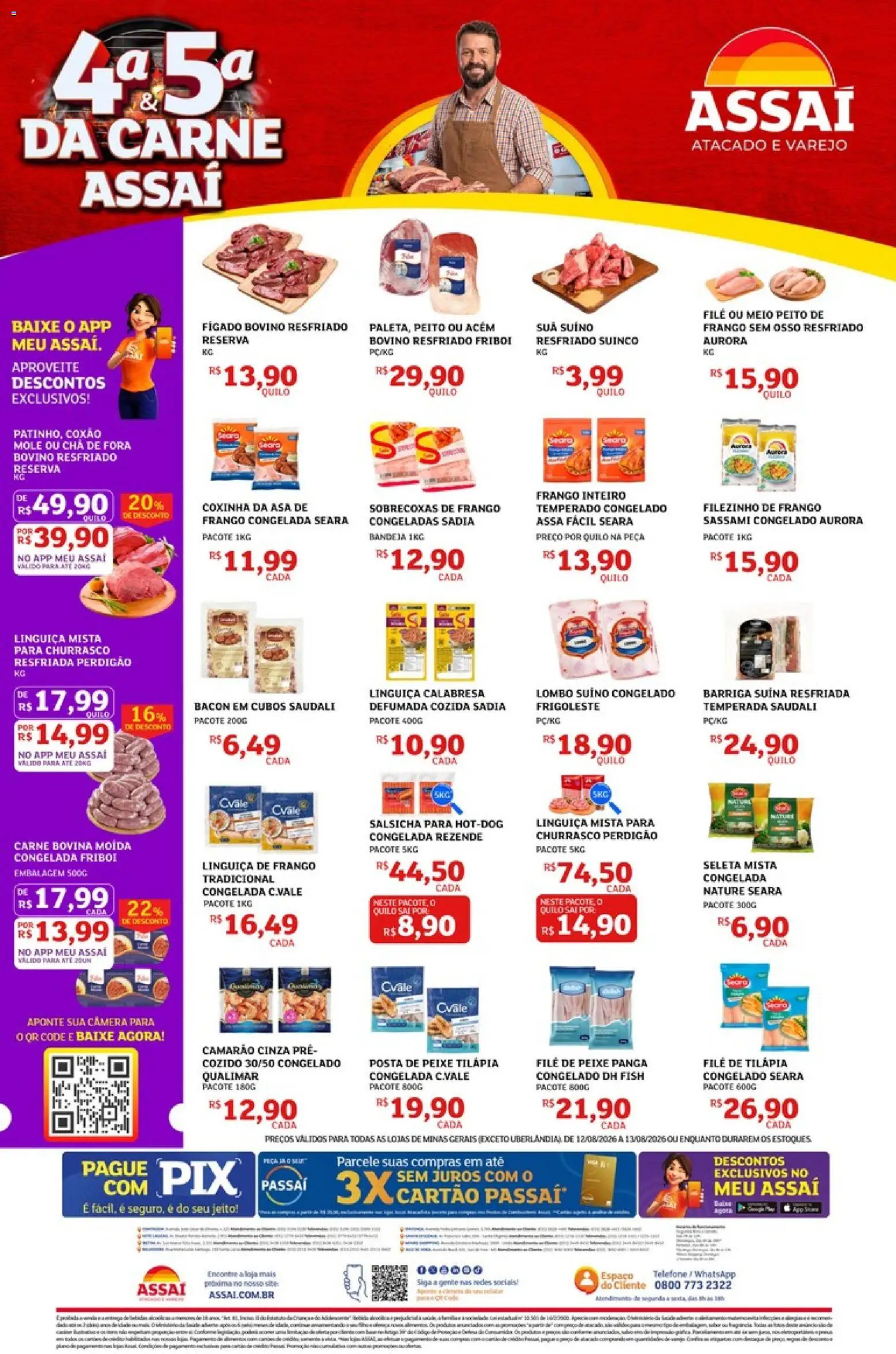 Assaí Atacadista Folheto - válido de 12/08/2026 | Página: 2 | Produtos: Linguiça, Bebida, Bandeja, Fígado