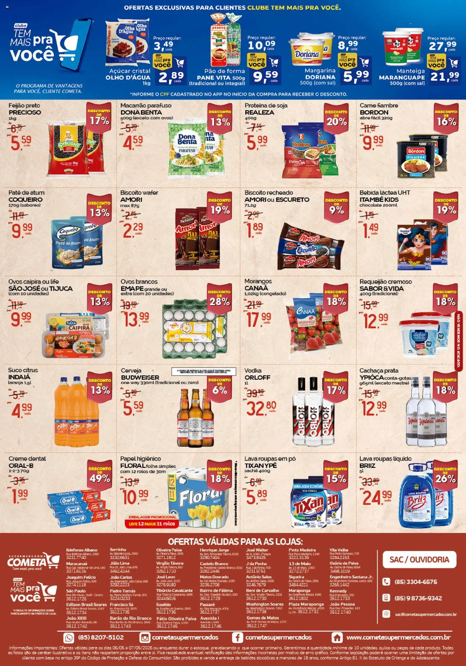Cometa Supermercados Folheto - válido de 06.05.2026 | Página: 2 | Produtos: Pão, Roupas, Vodka, Bebida