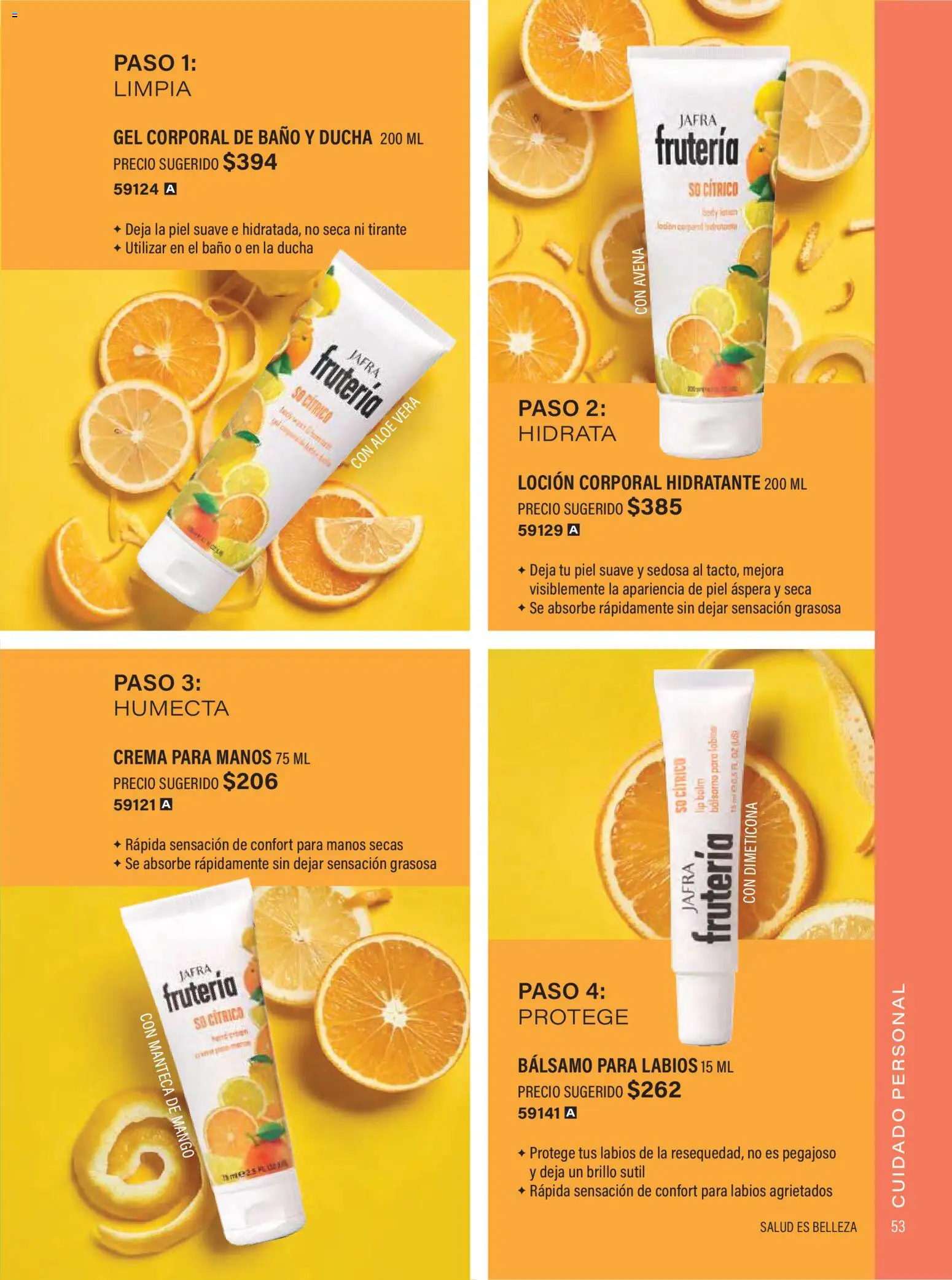 Nuevas ofertas de JAFRA válidas en toda la República Mexicana desde el 01/07/2026. ¡Encuentra las mejores ofertas en JAFRA catálogo Organizador de Ventas! | Página: 53 | Productos: Avena, Gel corporal, Loción, Body