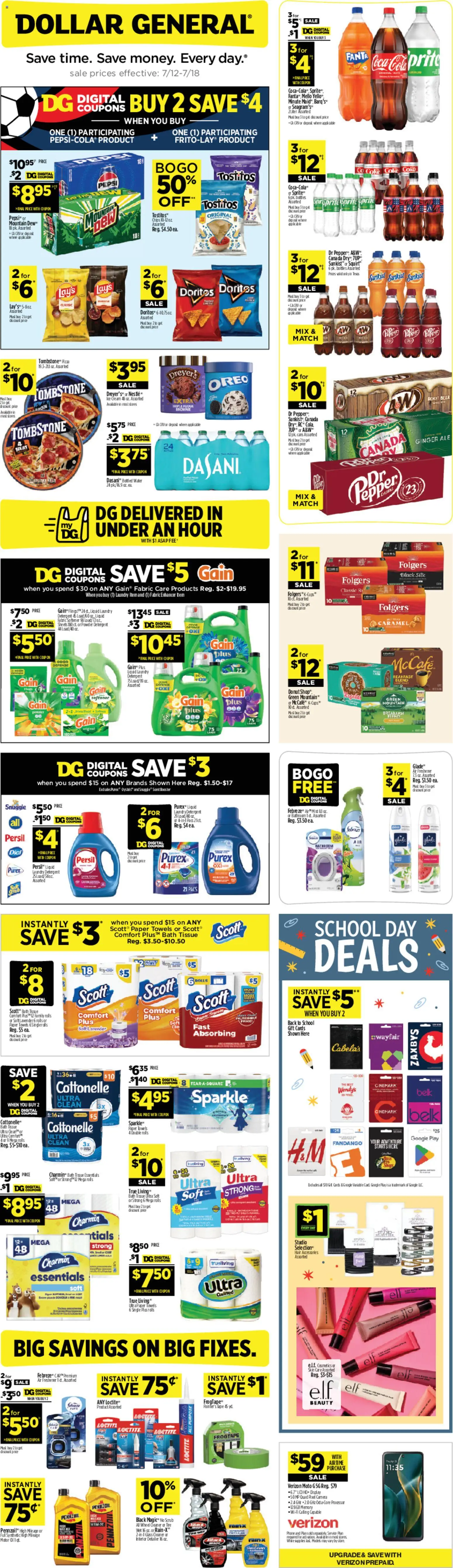 Dollar General Weekly Ad - TX - valid from 07/12/2026 | Page: 1 | Products: Powder, Chips, Cream, Phone