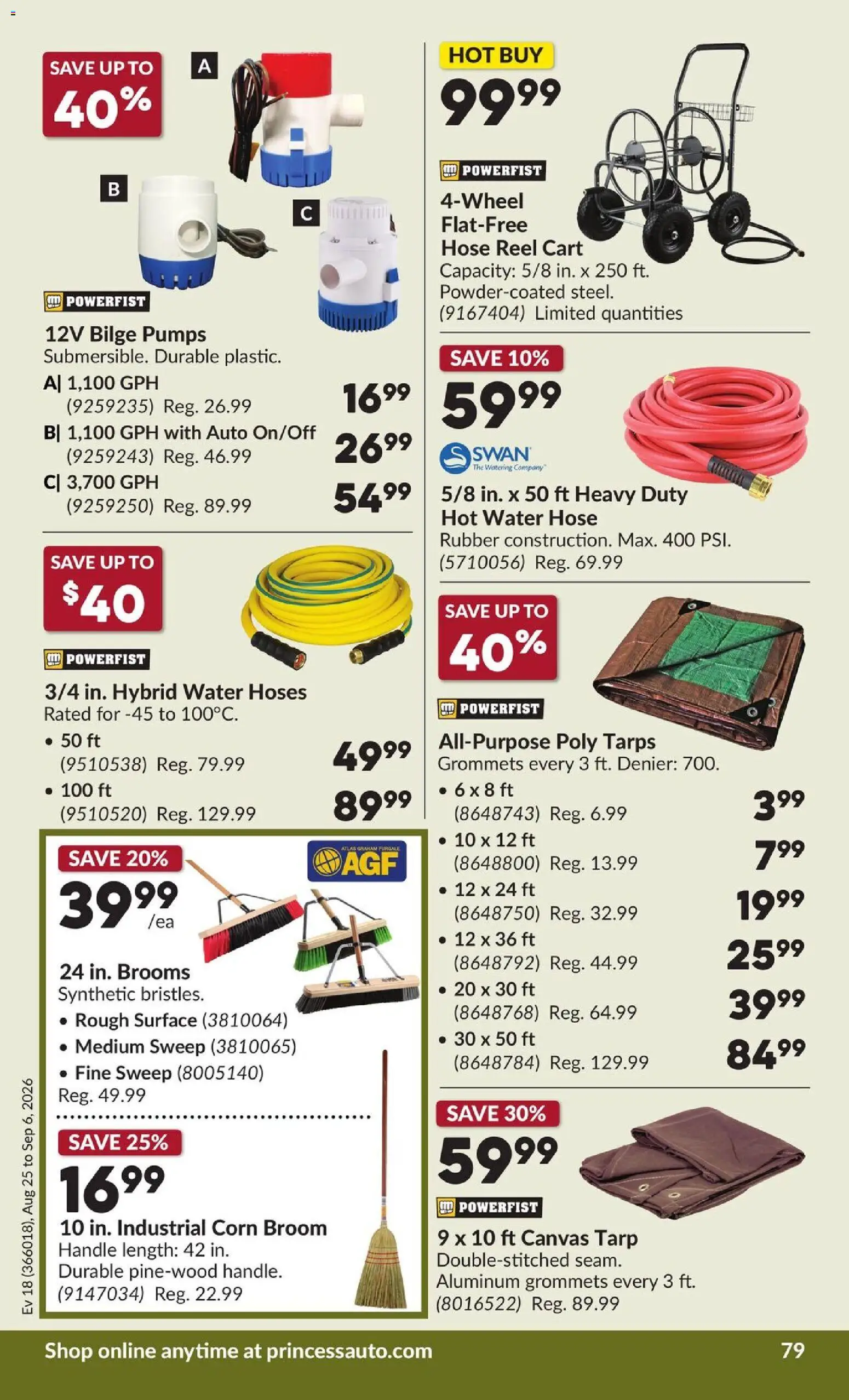Princess Auto flyer valid from Aug 25, 2026 | Page: 80 | Products: Water, Corn