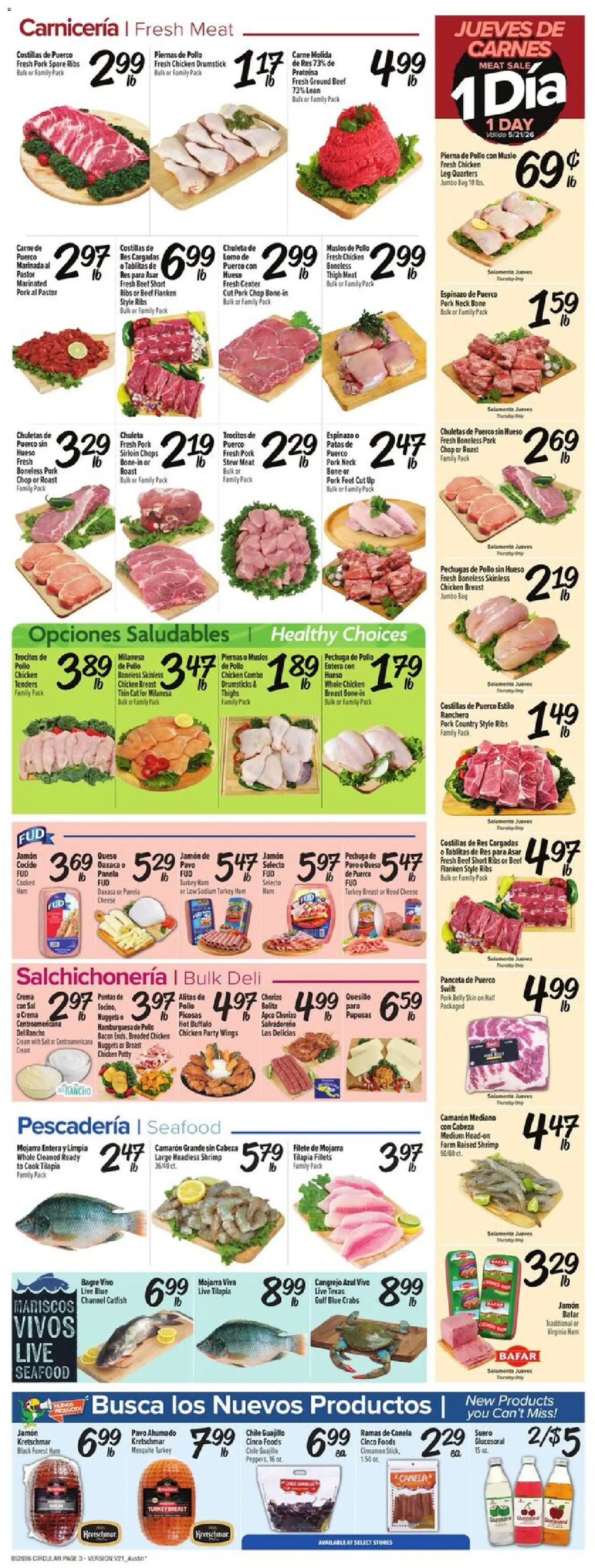 Fiesta Mart Weekly Ad - valid from 20.05.2026 | Page: 3 | Products: Ham, Beef, Seafood, Bag
