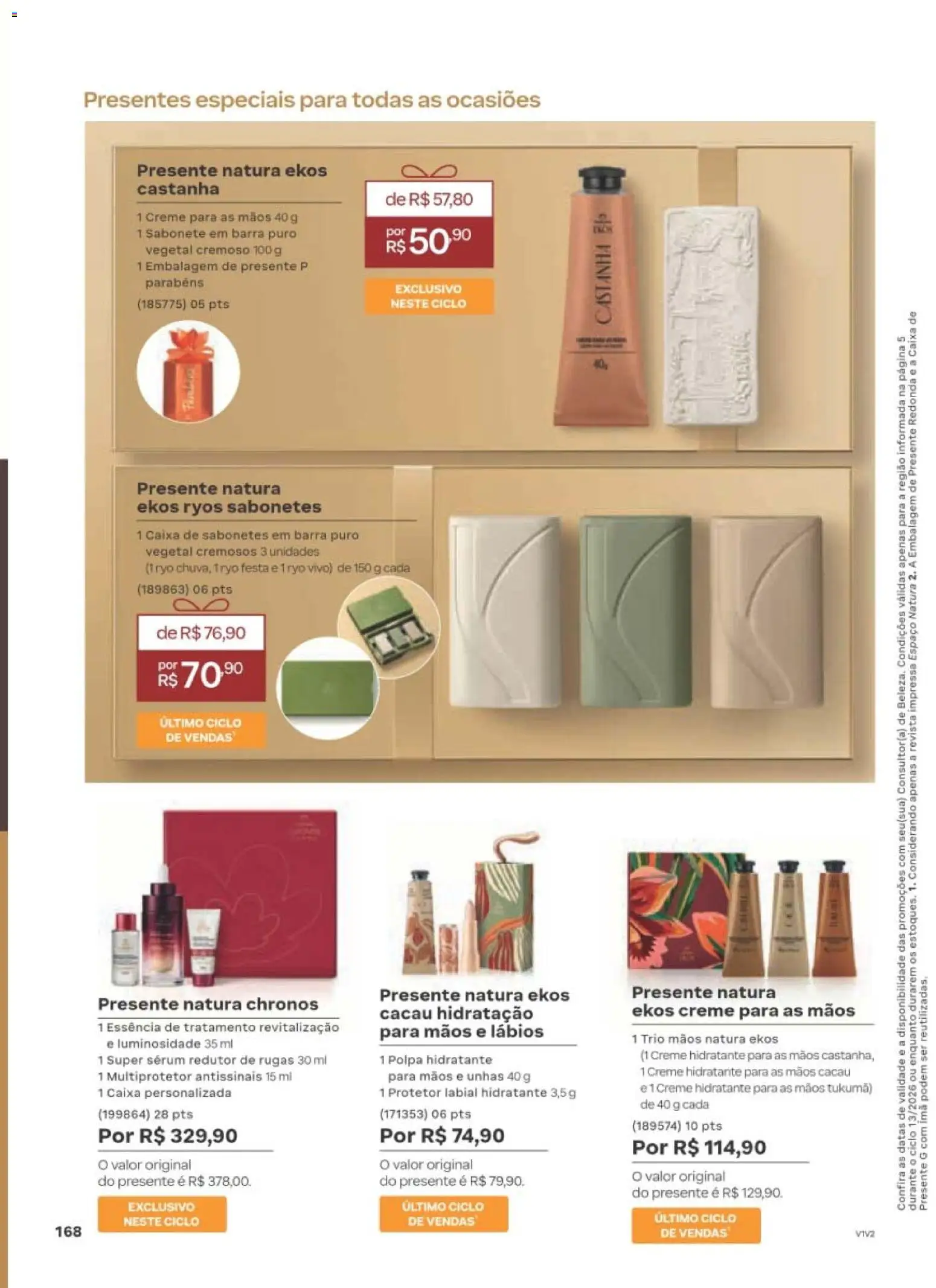 Natura Folheto - válido de 10/08/2026 | Página: 175 | Produtos: Caixa, Creme hidratante, Creme, Sabonete