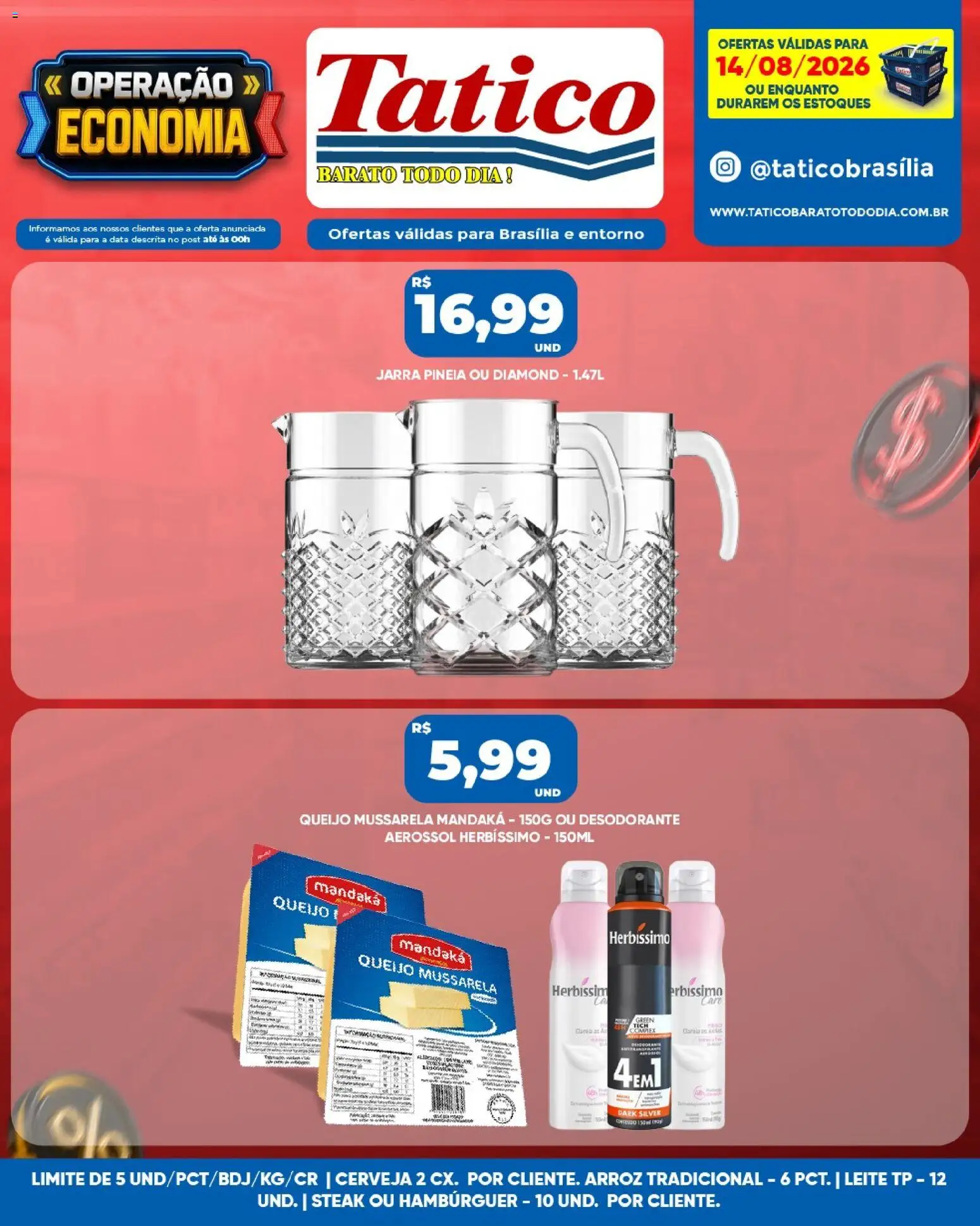 Tatico Folheto - válido de 14/08/2026 | Página: 8 | Produtos: Steak, Desodorante, Leite, Cerveja