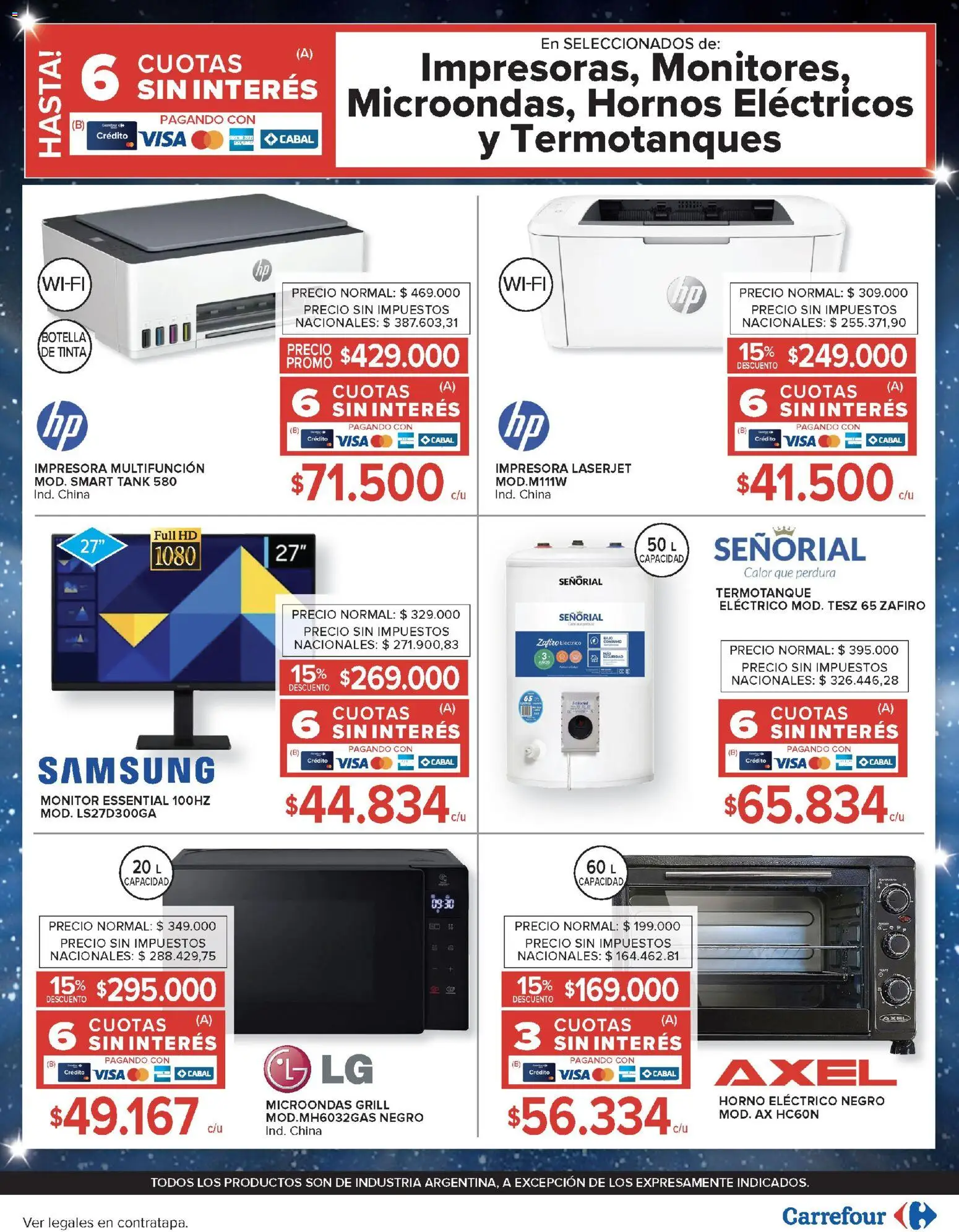 Carrefour ofertas │ válido desde el 19/08/2026 | Página: 30 | Productos: Monitor, Microondas, Horno eléctrico, Termotanque