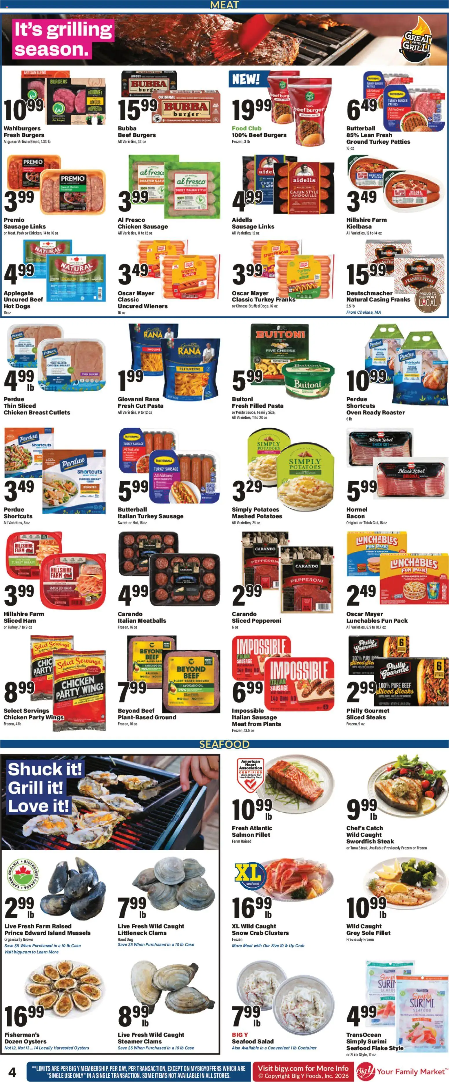Big Y Weekly Ad - valid from 06/25/2026 | Page: 4 | Products: Cheese, Hot Dogs, Case, Grill