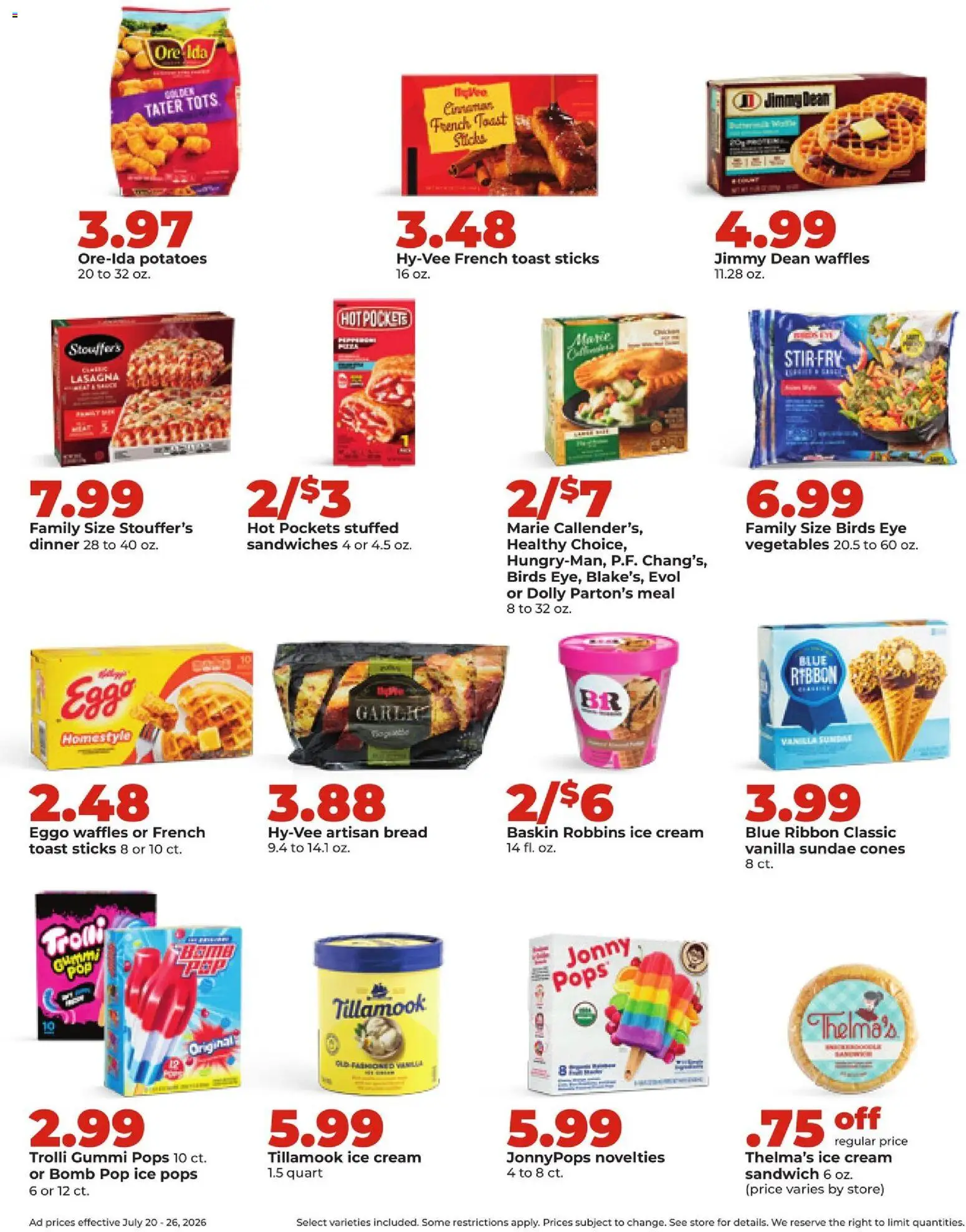 HyVee Weekly Ad - valid from 07/20/2026 | Page: 30 | Products: Cream, Ice cream, Potatoes, Vegetables