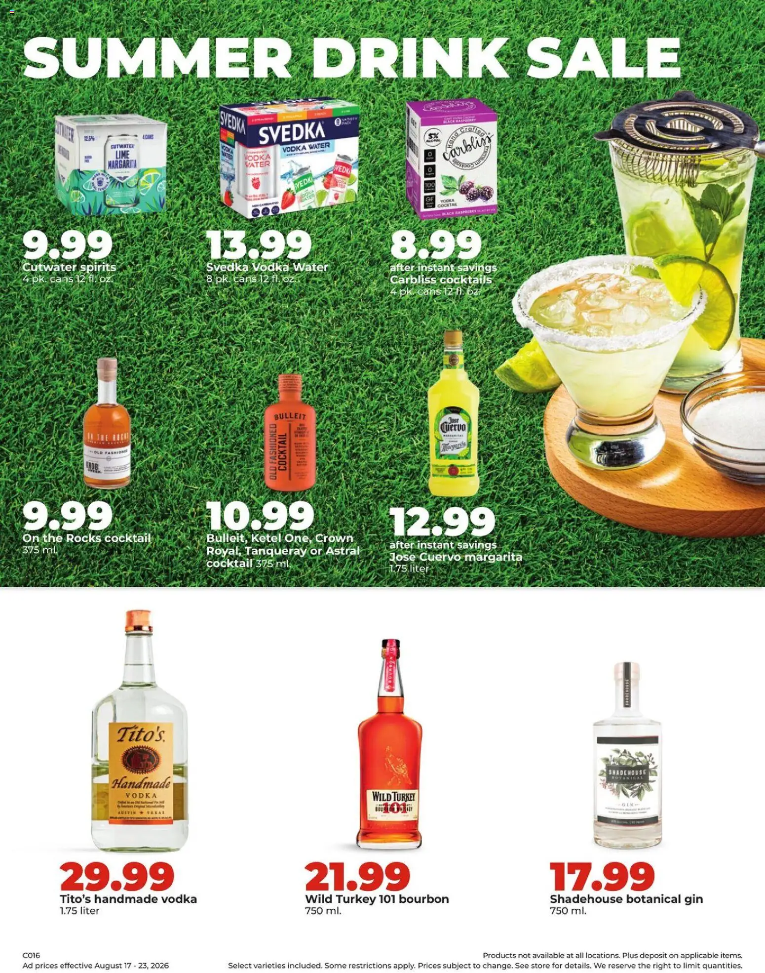 HyVee Weekly Ad - valid from 08/17/2026 | Page: 40 | Products: Bourbon, Gin, Vodka, Cocktails