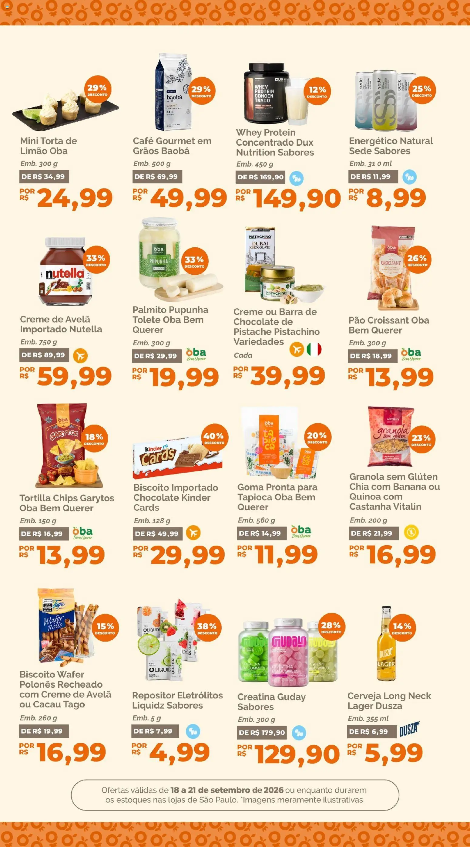 Oba Hortifruti Folheto - válido de 18/09/2026 | Página: 8 | Produtos: Creatina, Pistache, Quinoa, Café