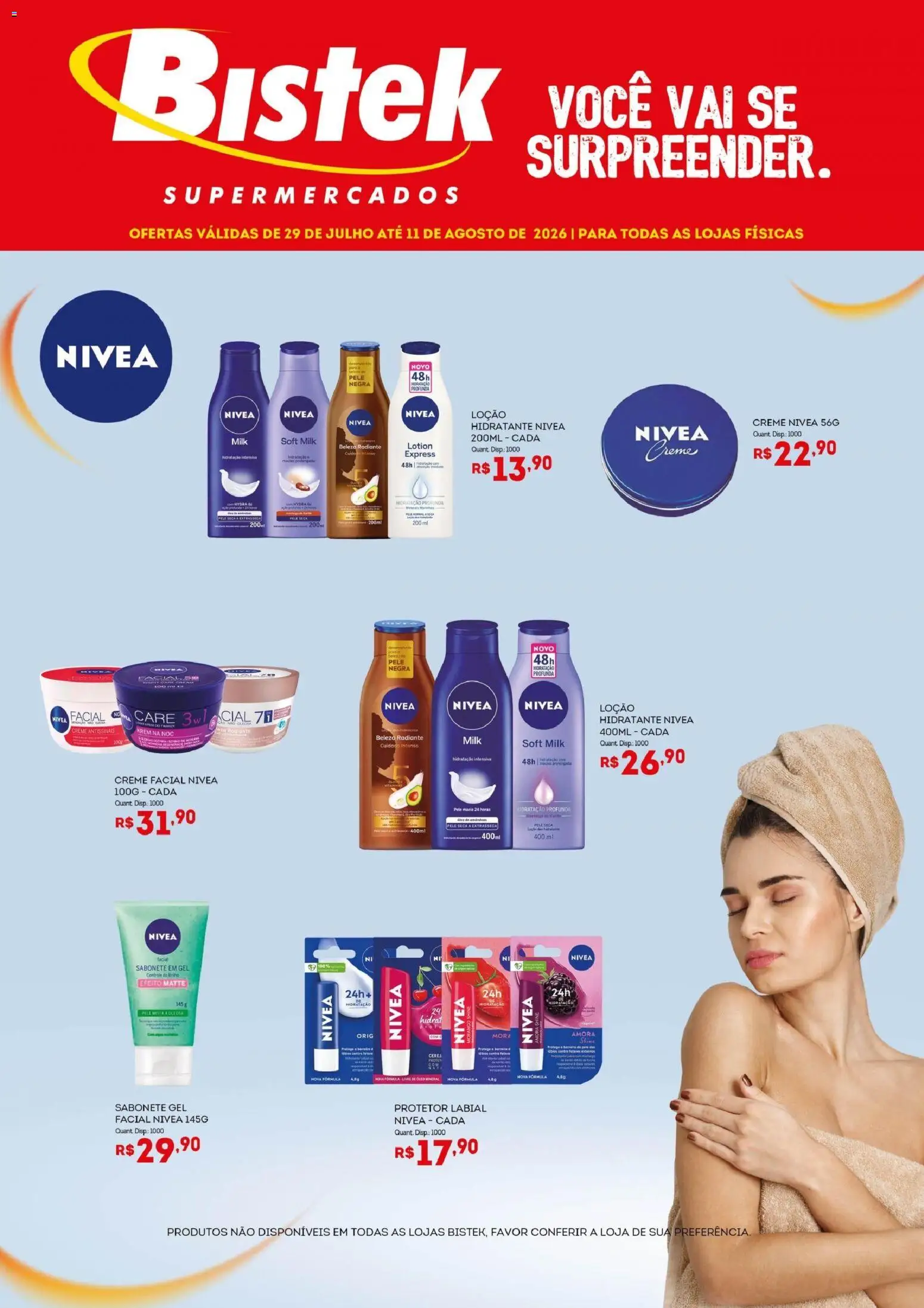 Bistek Supermercados Folheto - válido de 29/07/2026 | Página: 1 | Produtos: Creme, Sabonete, Protetor labial