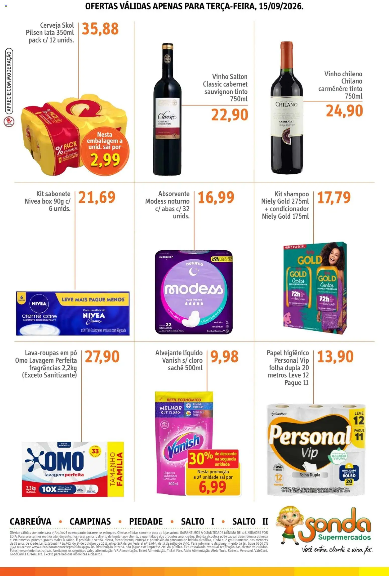 Sonda Folheto - válido de 15/09/2026 | Página: 5 | Produtos: Cloro, Condicionador, Cerveja, Sabonete