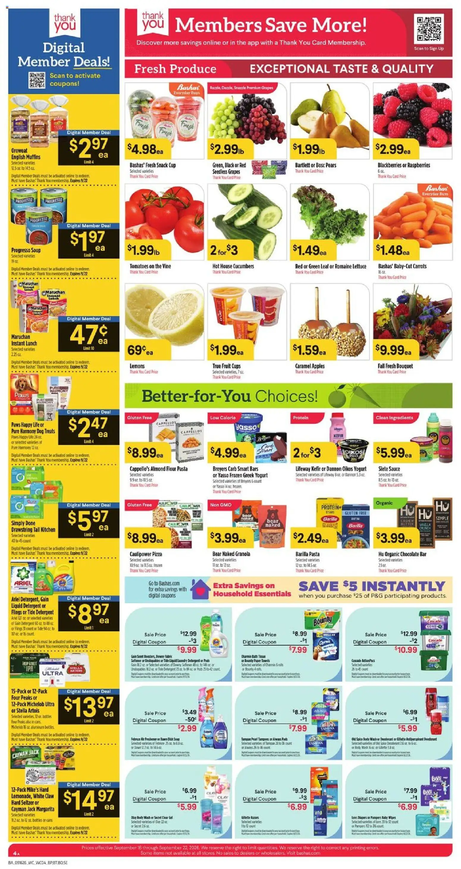 Basha's Weekly Ad - valid from 09/16/2026 | Page: 4 | Products: Almond flour, Dog Treats, Detergent, Romaine lettuce