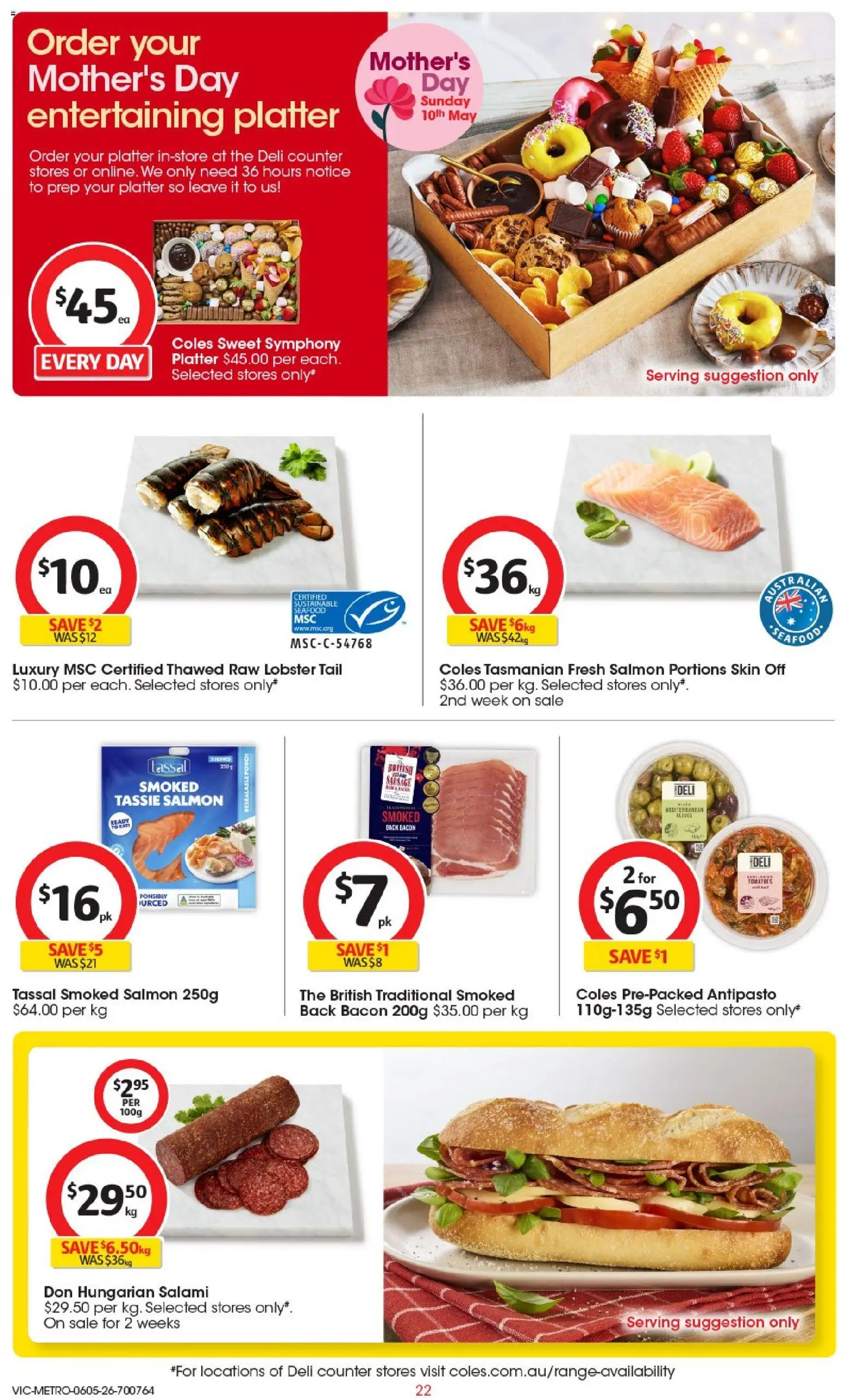 Coles catalogue - valid from 06.05.2026 | Page: 23 | Products: Salami, Sustainable, Seafood, Sausage