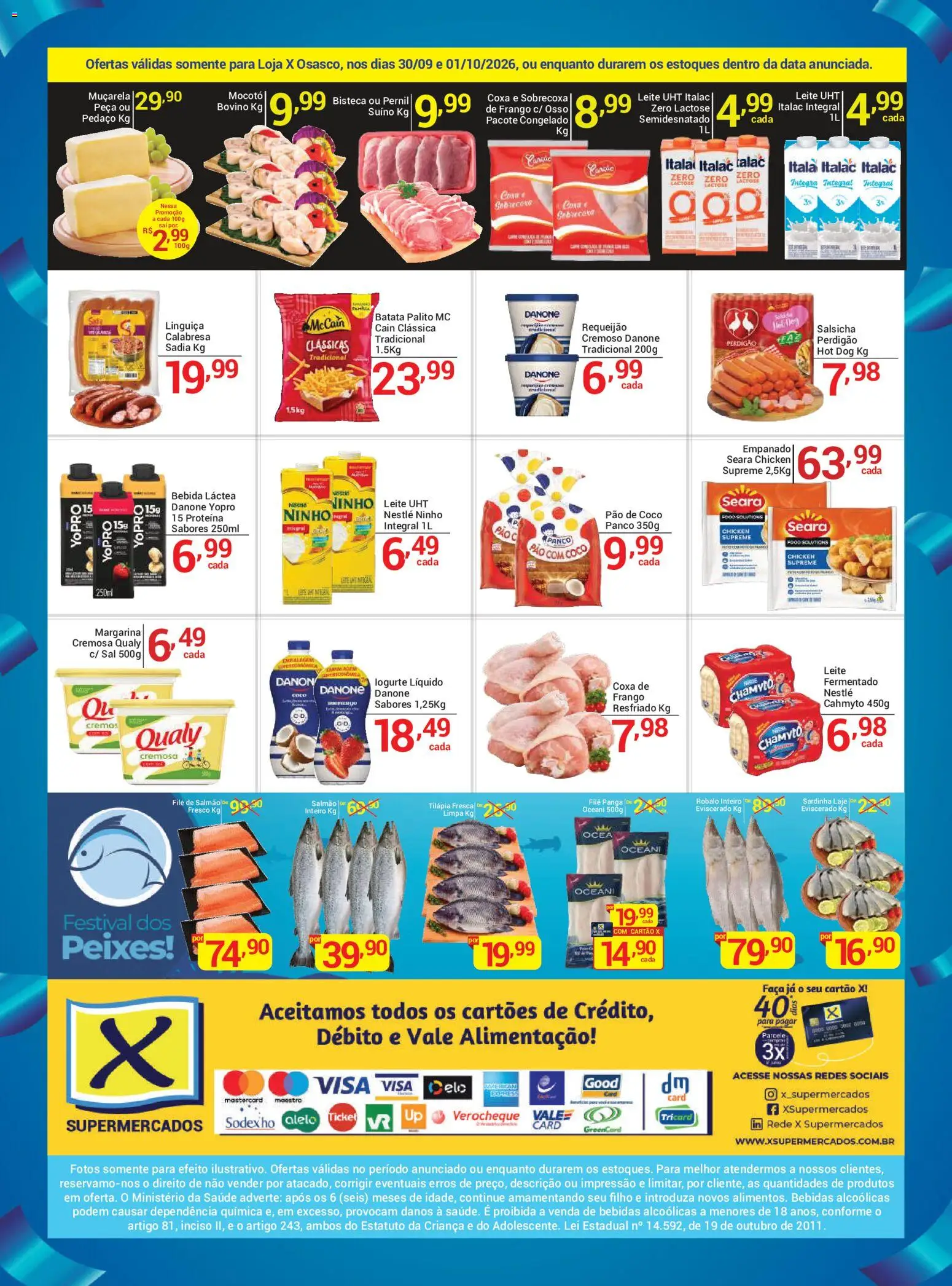 X Supermercados Folheto - válido de 30/09/2026 | Página: 2 | Produtos: Salmão, Faca, Pão, Muçarela