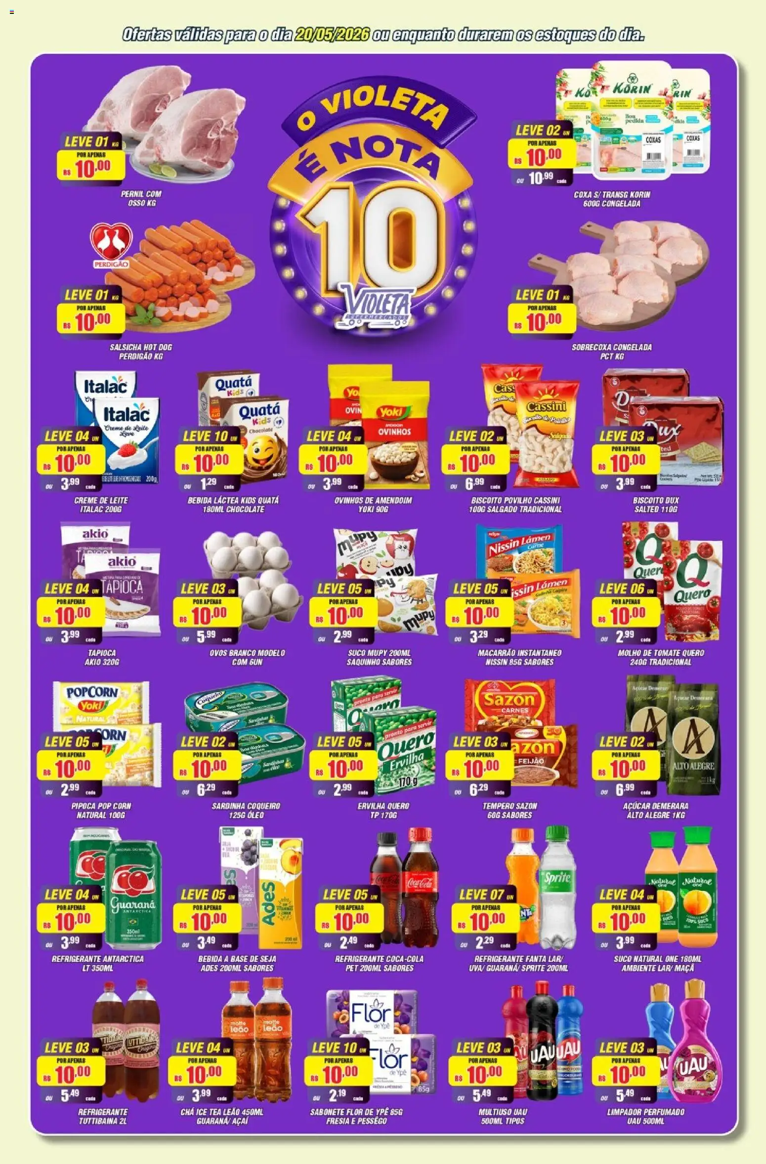 Violeta Supermercados Folheto - válido de 19.05.2026 | Página: 3 | Produtos: Açúcar demerara, Carne, Creme, Macarrão instantâneo