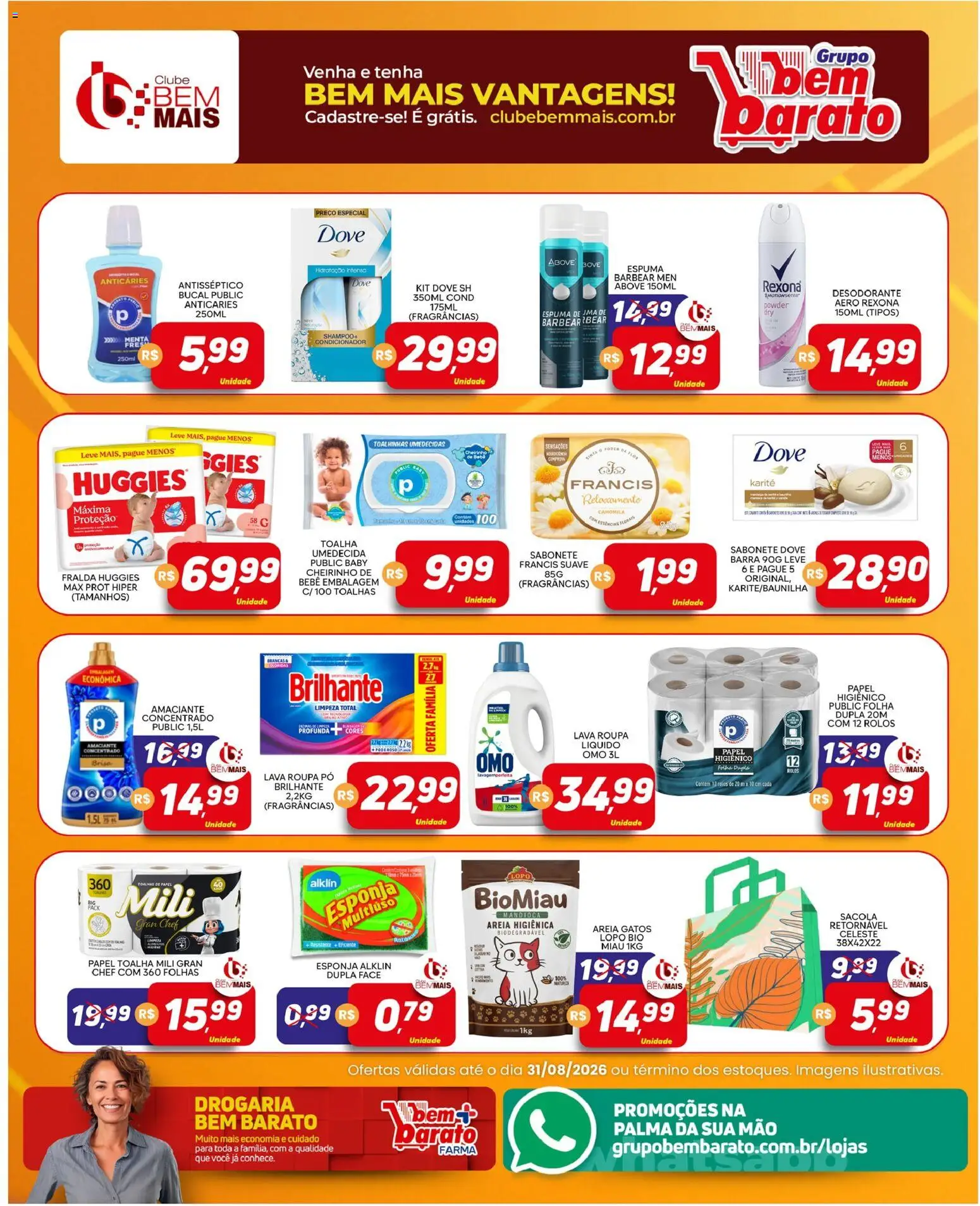 Supermercado Bem Barato Folheto - válido de 25/08/2026 | Página: 5 | Produtos: Papel toalha, Mandioca, Desodorante, Amaciante