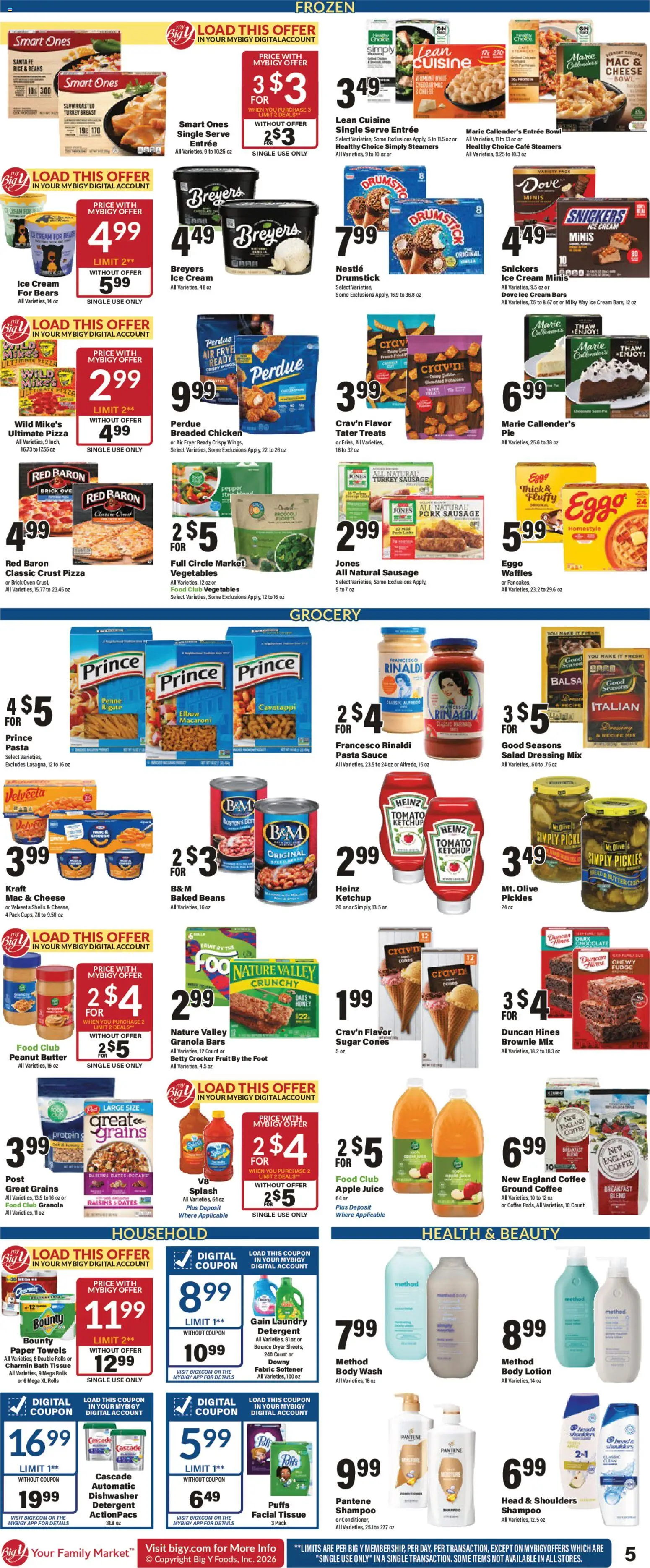 Big Y Weekly Ad - valid from 28.05.2026 | Page: 8 | Products: Shampoo, Pasta, Raisins, Dishwasher