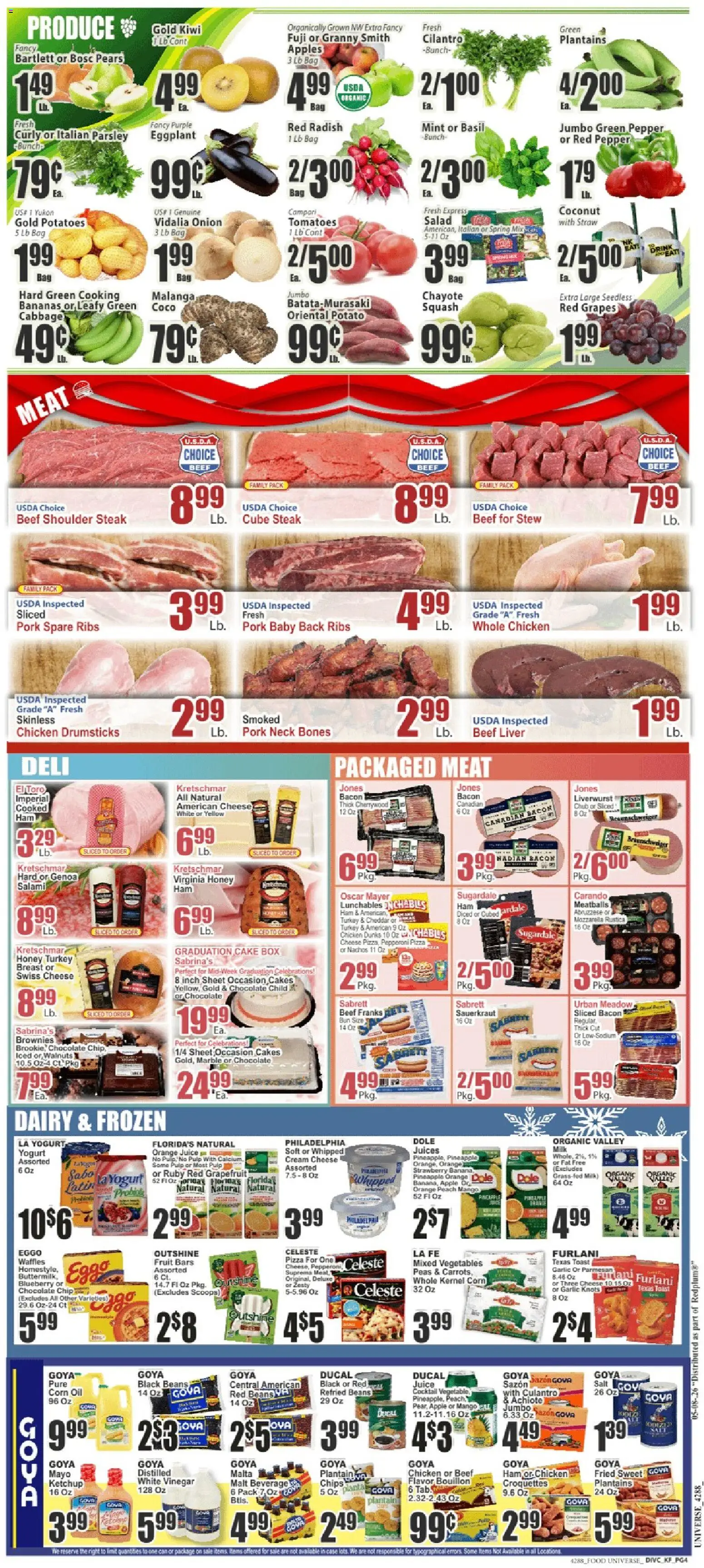 Food Universe Weekly Ad - valid from 08.05.2026 | Page: 4 | Products: Corn, Yogurt, Salami, Salt