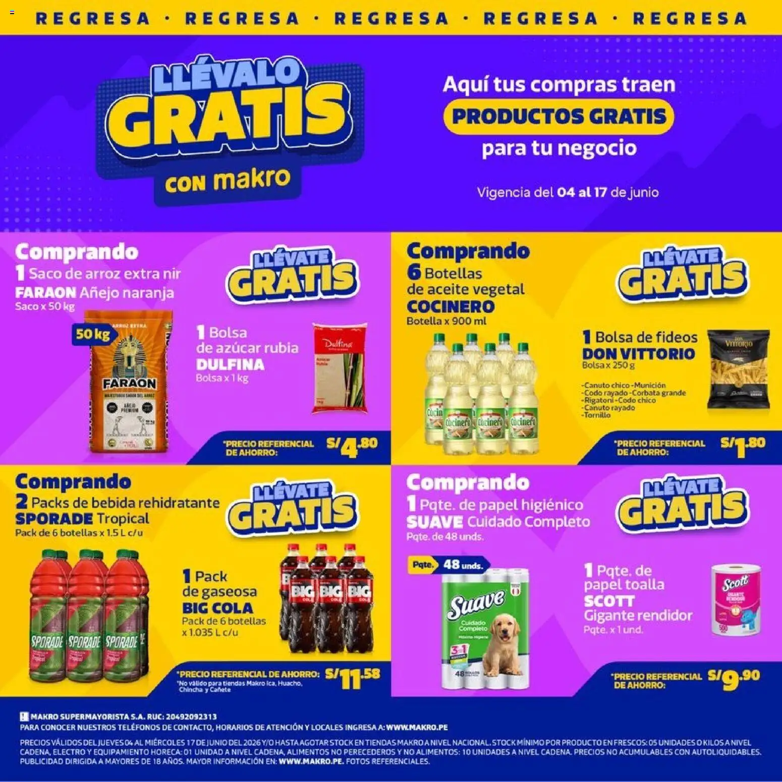 Catálogo Makro válido desde 04.06.2026 | Página: 1 | Productos: Toalla, Arroz, Fideos, Bolsa