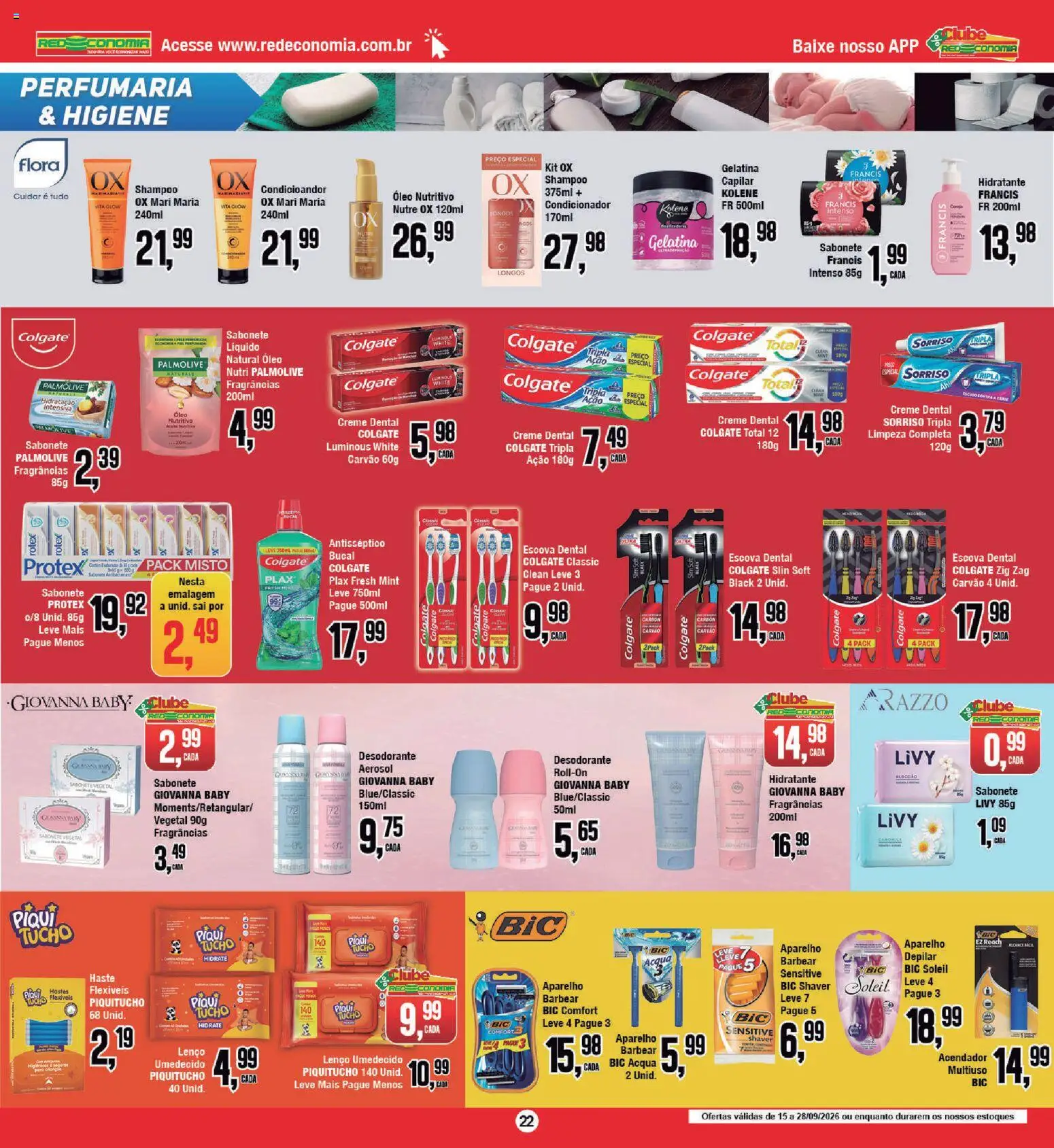 RedEconomia Folheto - válido de 14/09/2026 | Página: 22 | Produtos: Condicionador, Lenço, Sabonete, Creme dental