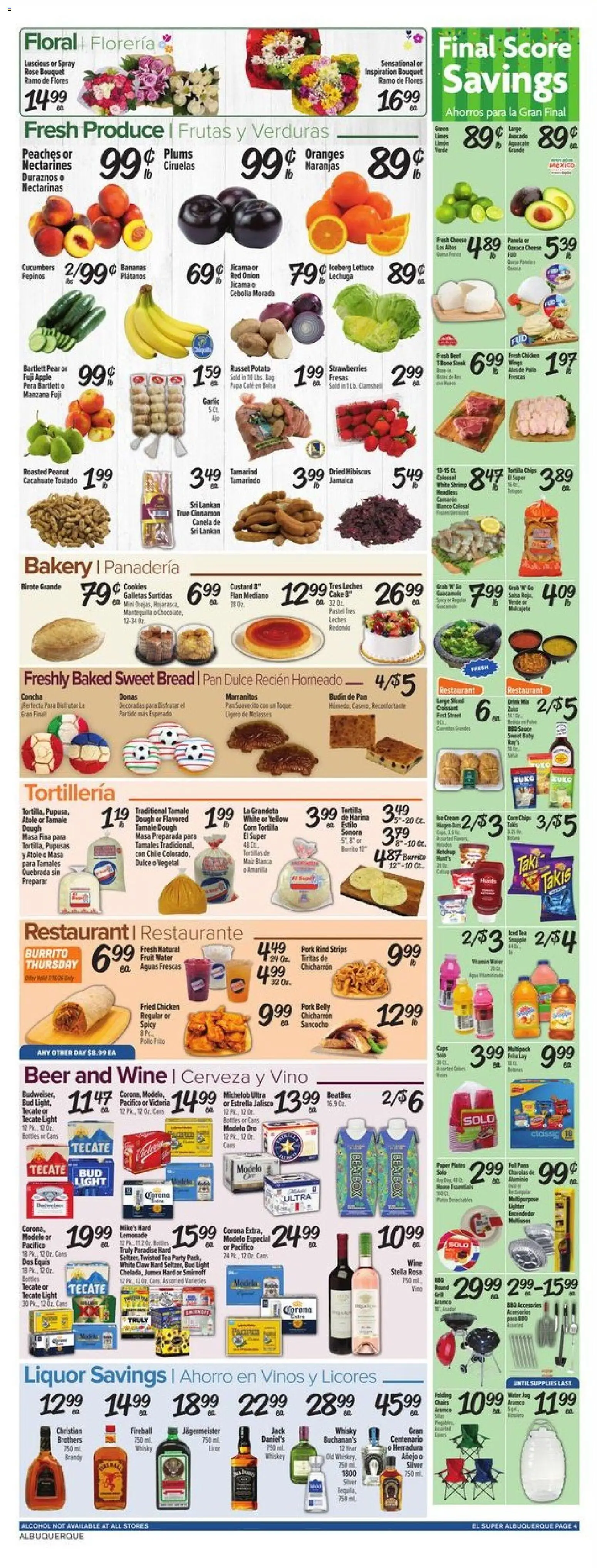 El Super Weekly Ad - NM - valid from 07/15/2026 | Page: 4 | Products: Pan, Wine, Strawberries, Water